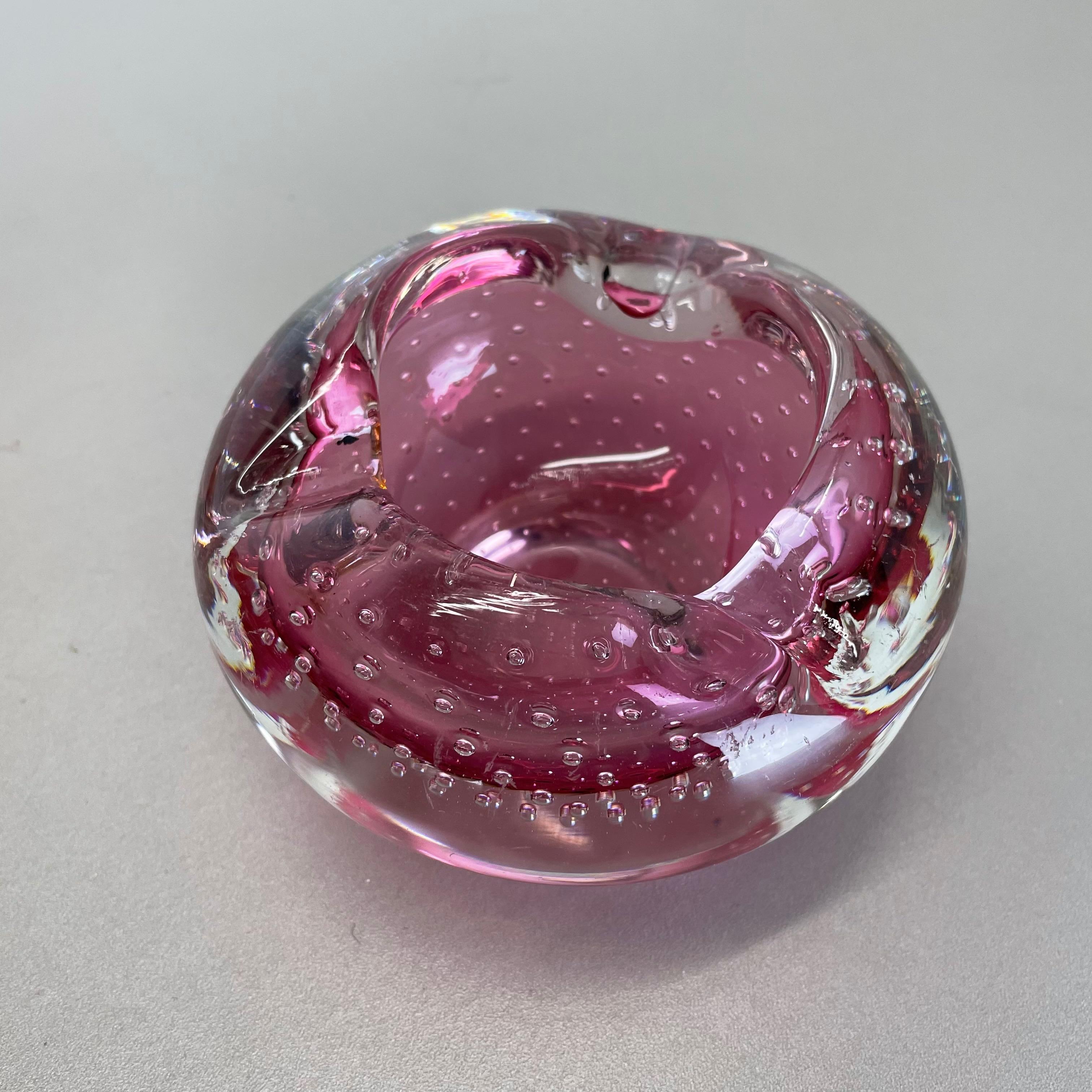 Set of 2 Murano Glass Bubble Structure Bowl Shells Ashtray Element, Italy, 1970s For Sale 6