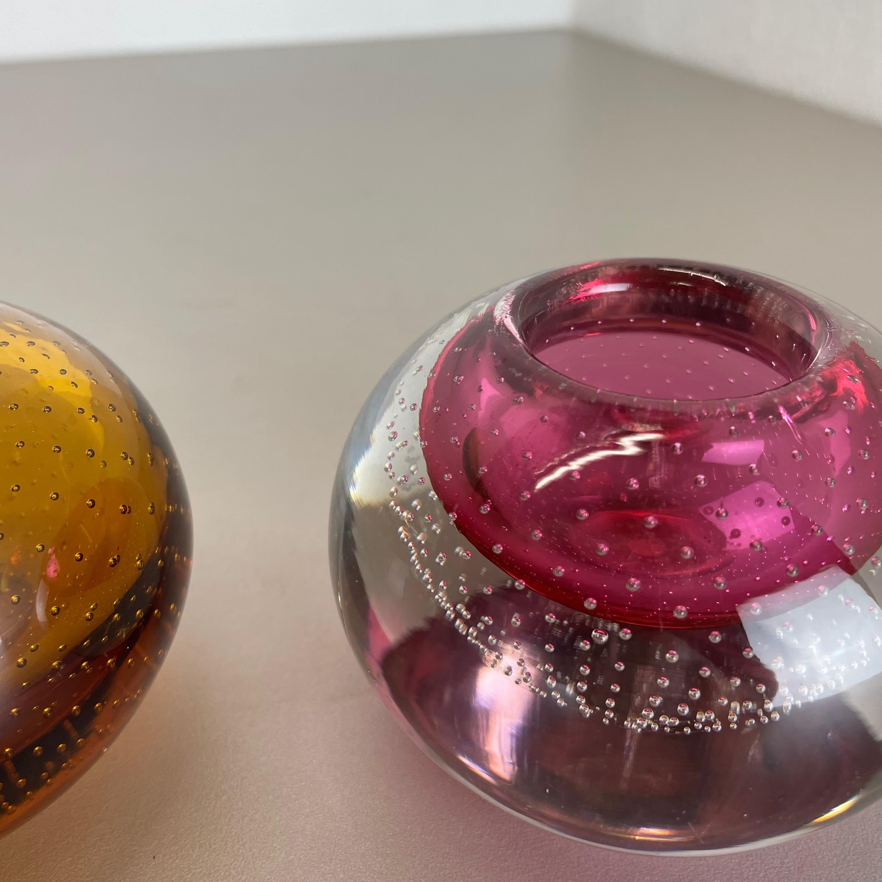 Set of 2 Murano Glass Bubble Structure Bowl Shells Ashtray Element, Italy, 1970s For Sale 6