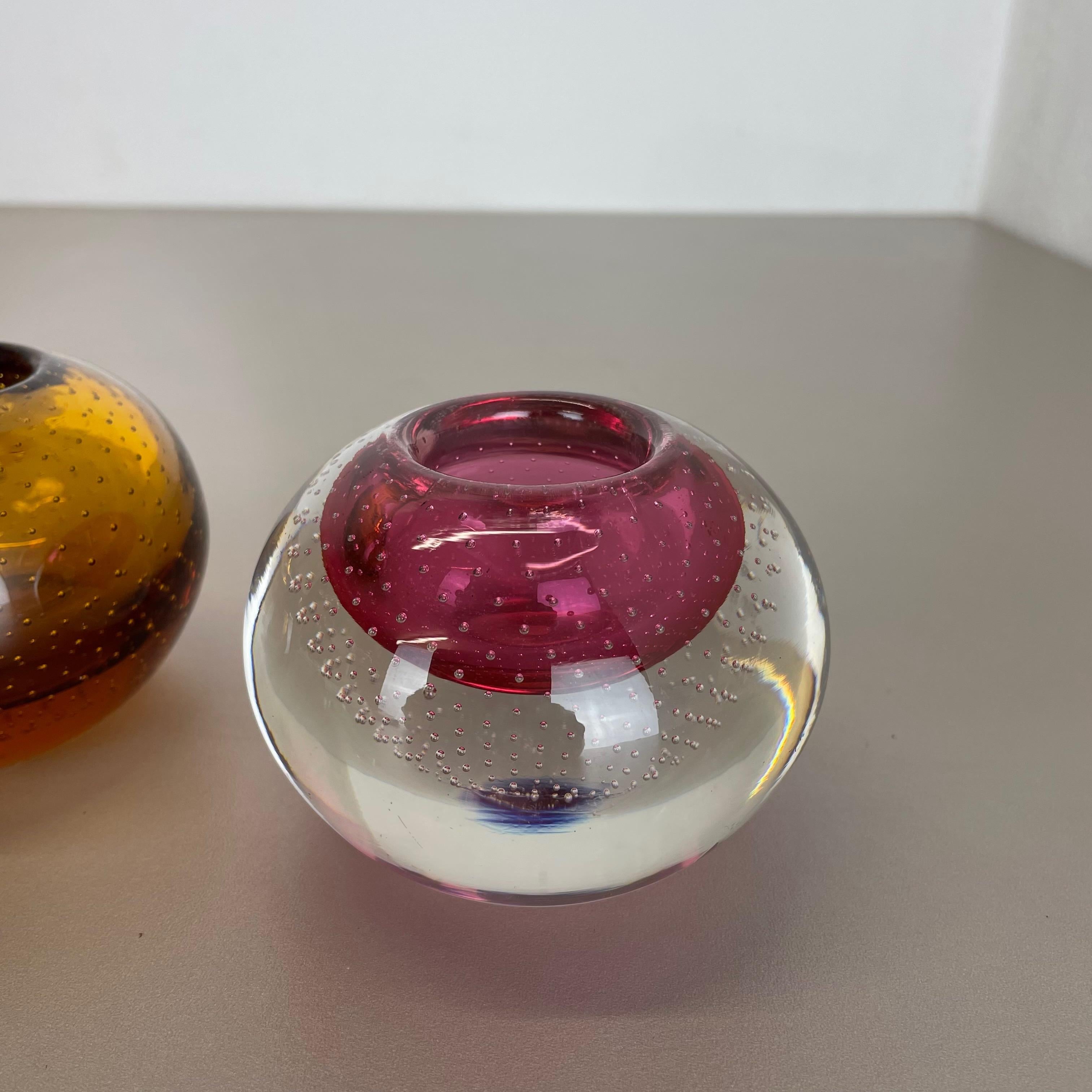 Set of 2 Murano Glass Bubble Structure Bowl Shells Ashtray Element, Italy, 1970s In Good Condition For Sale In Kirchlengern, DE