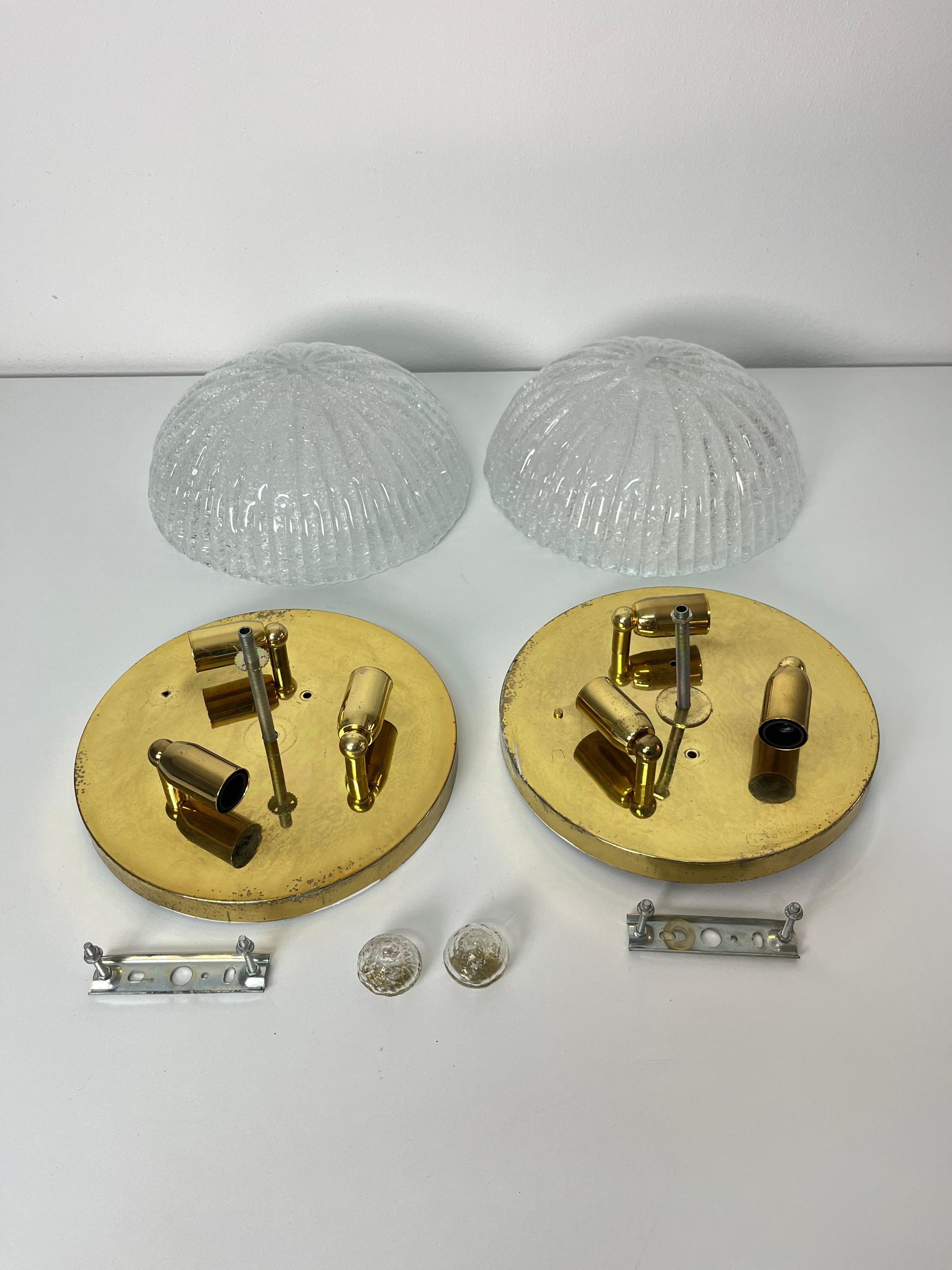 Juego de 2 lámparas de techo de cristal de Murano, años 80 en venta 5