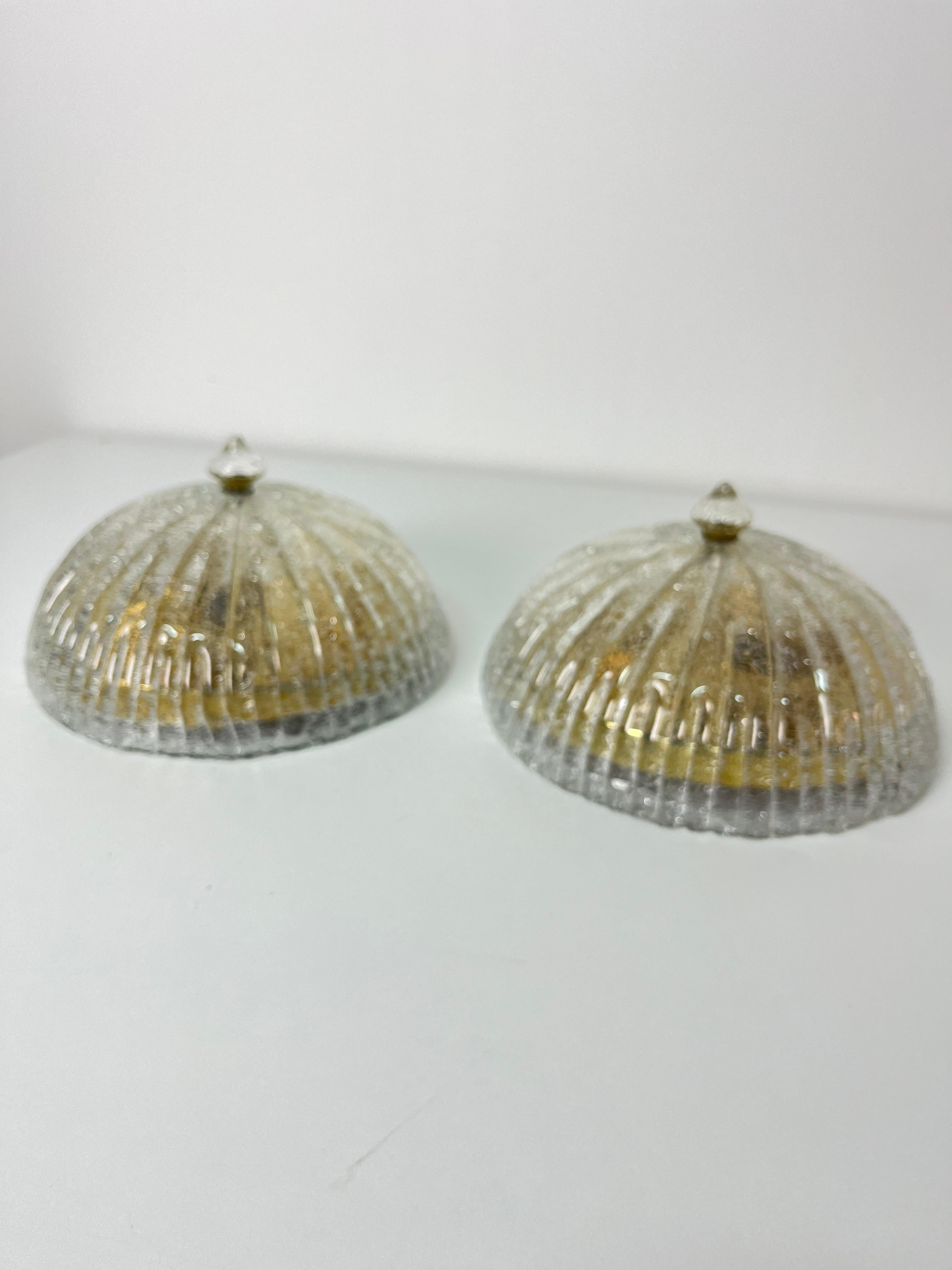 Juego de 2 lámparas de techo de cristal de Murano, años 80 en Bueno estado para la venta en Palermo, IT