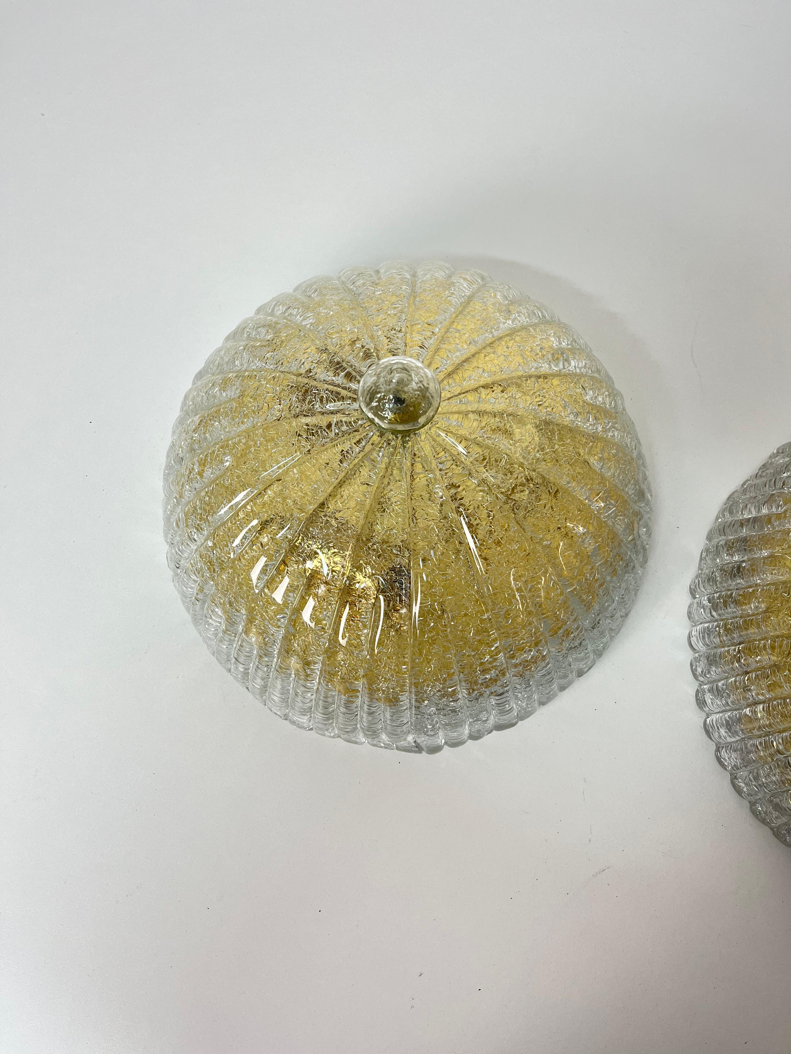 Juego de 2 lámparas de techo de cristal de Murano, años 80 finales del siglo XX en venta