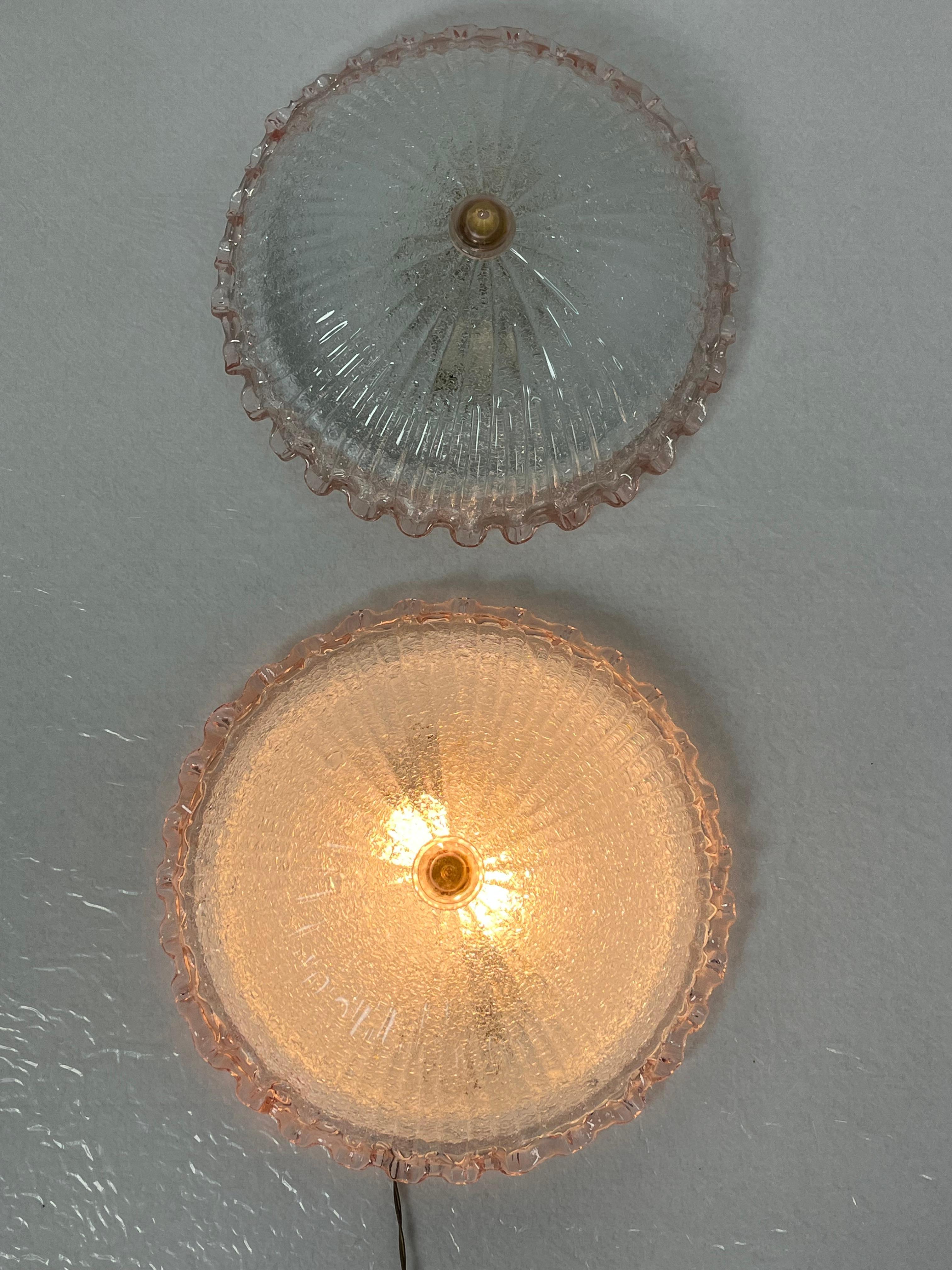 Conjunto de 2 lámparas de techo de cristal de Murano, estilo Barovier & Toso Años 80 en venta 6