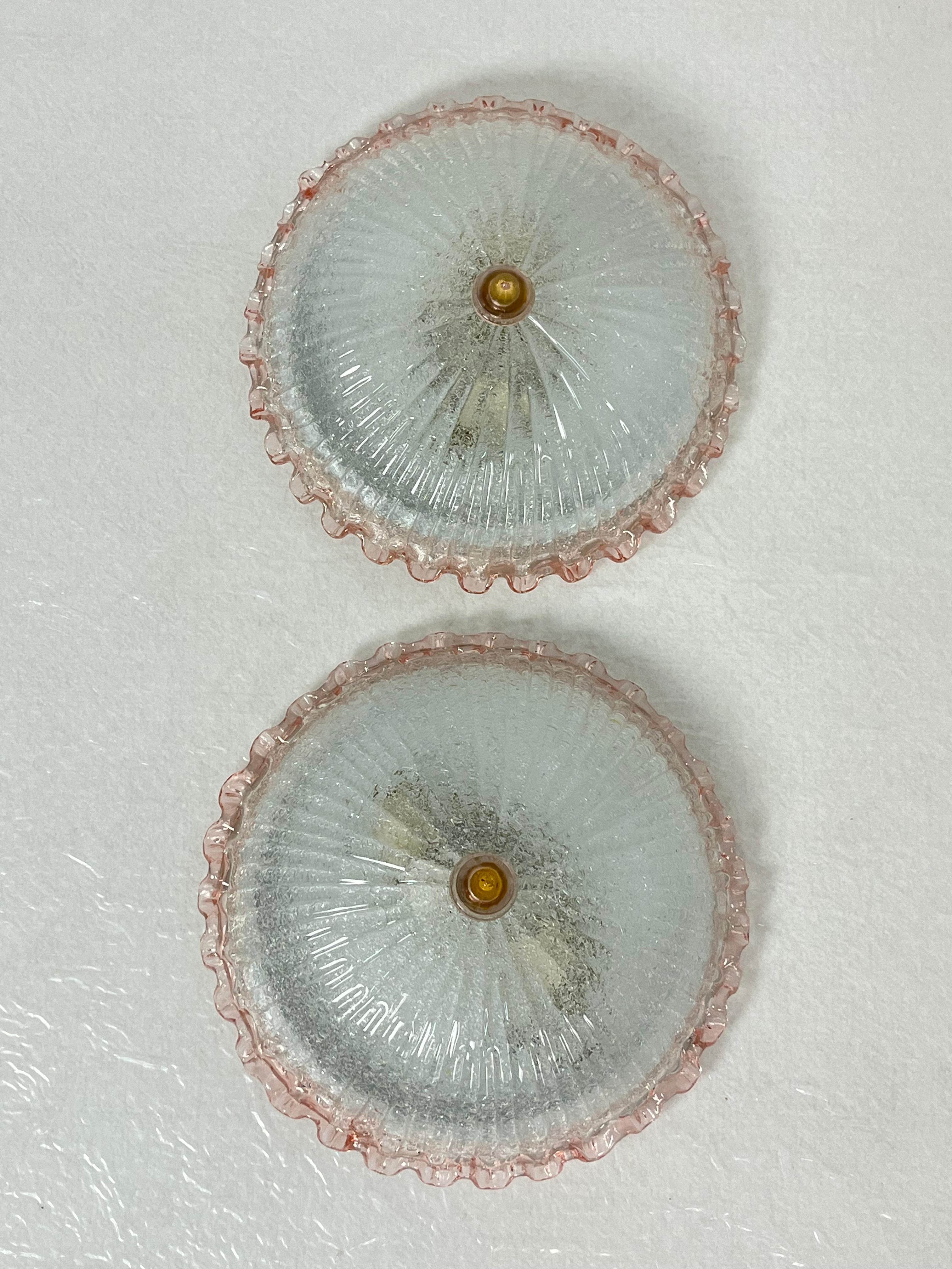 Conjunto de 2 lámparas de techo de cristal de Murano, estilo Barovier & Toso Años 80 Italiano en venta