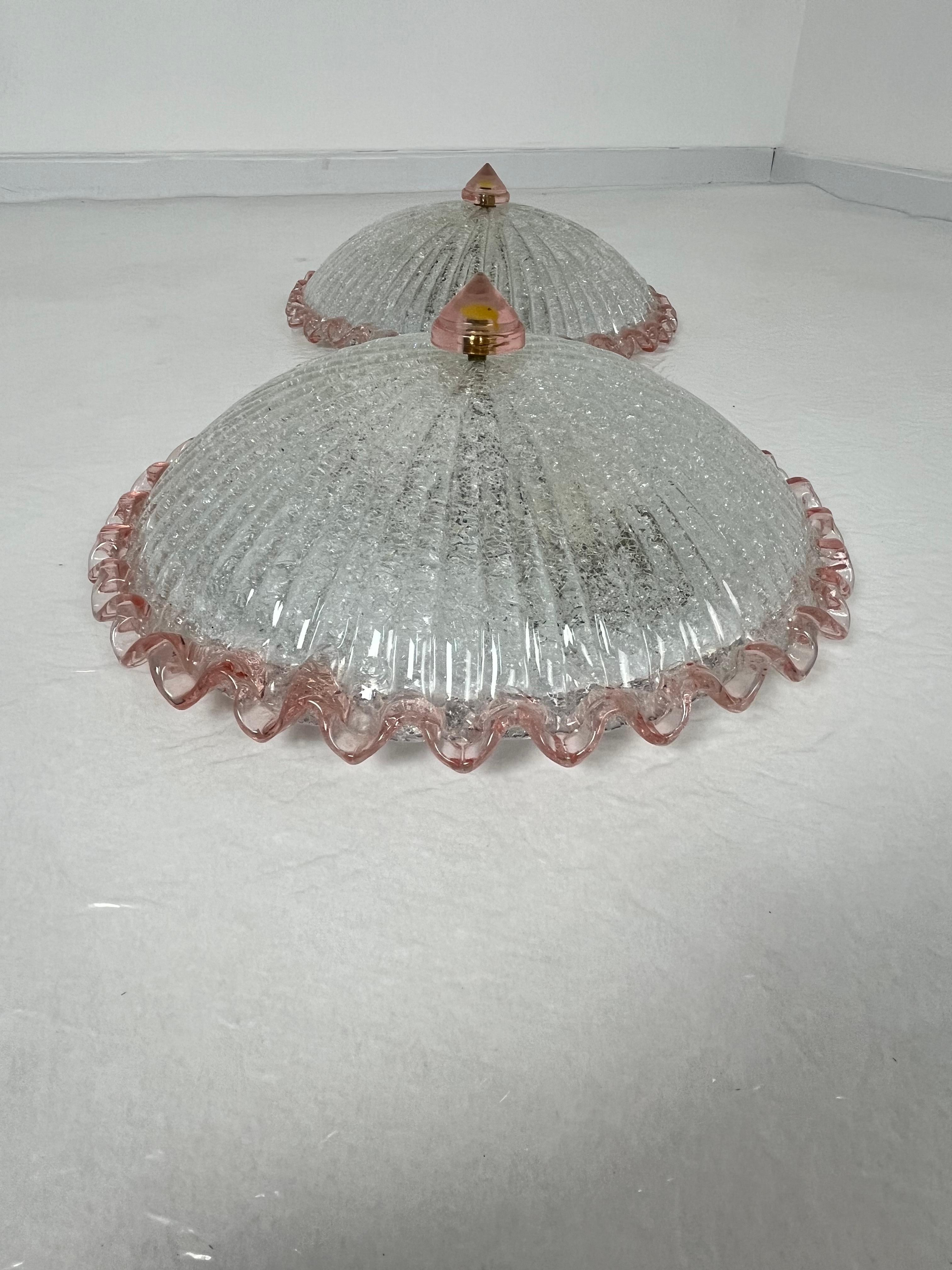 Conjunto de 2 lámparas de techo de cristal de Murano, estilo Barovier & Toso Años 80 en Bueno estado para la venta en Palermo, IT