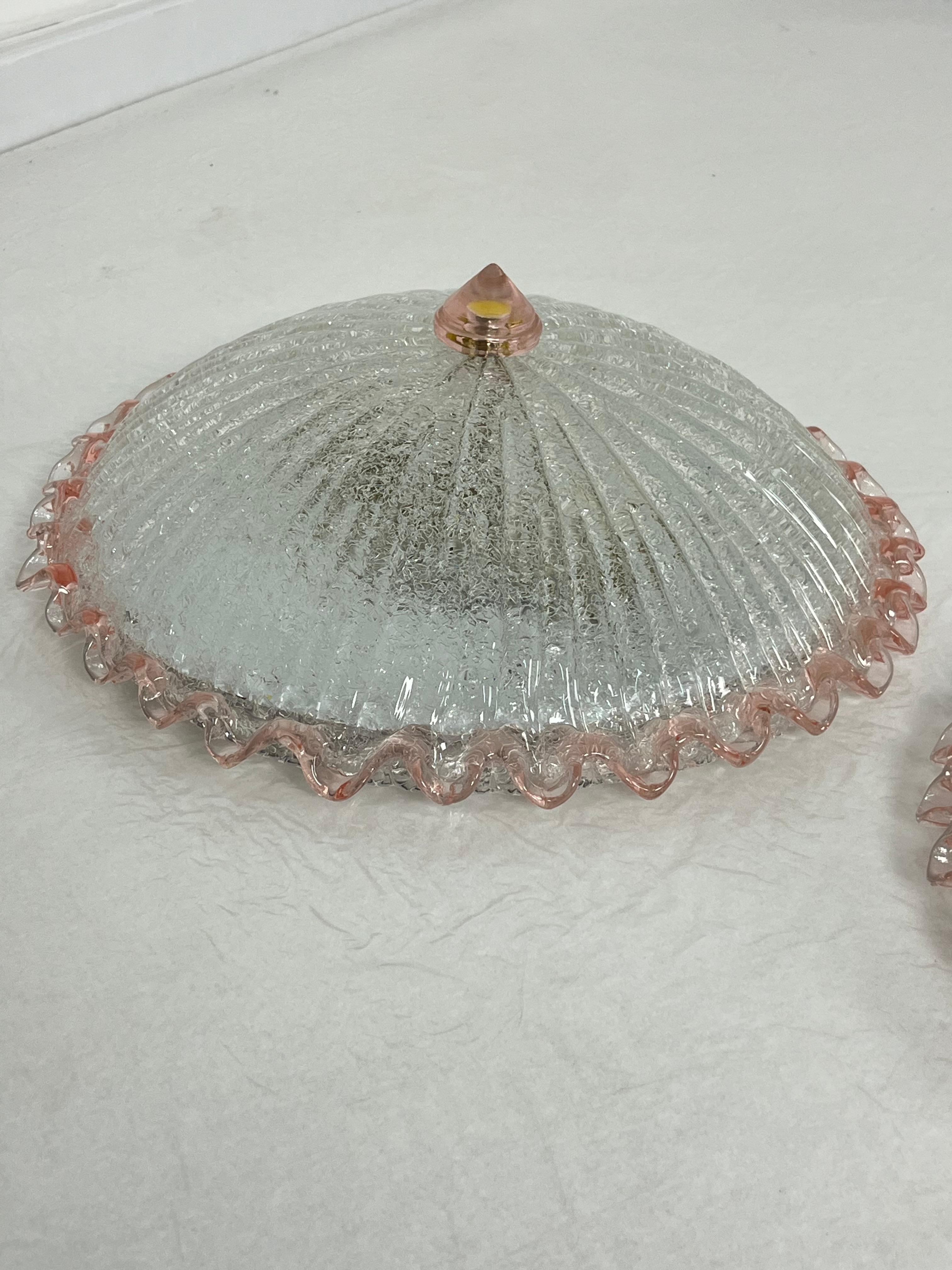 Conjunto de 2 lámparas de techo de cristal de Murano, estilo Barovier & Toso Años 80 Cristal de Murano en venta