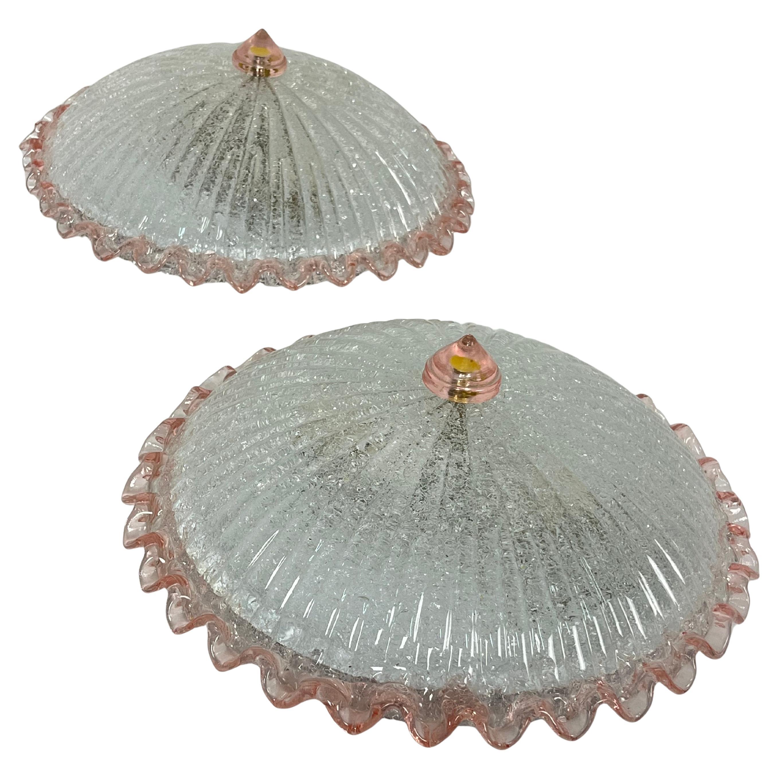 Set di 2 plafoniere in vetro di Murano, nello stile di Barovier&Toso anni '80