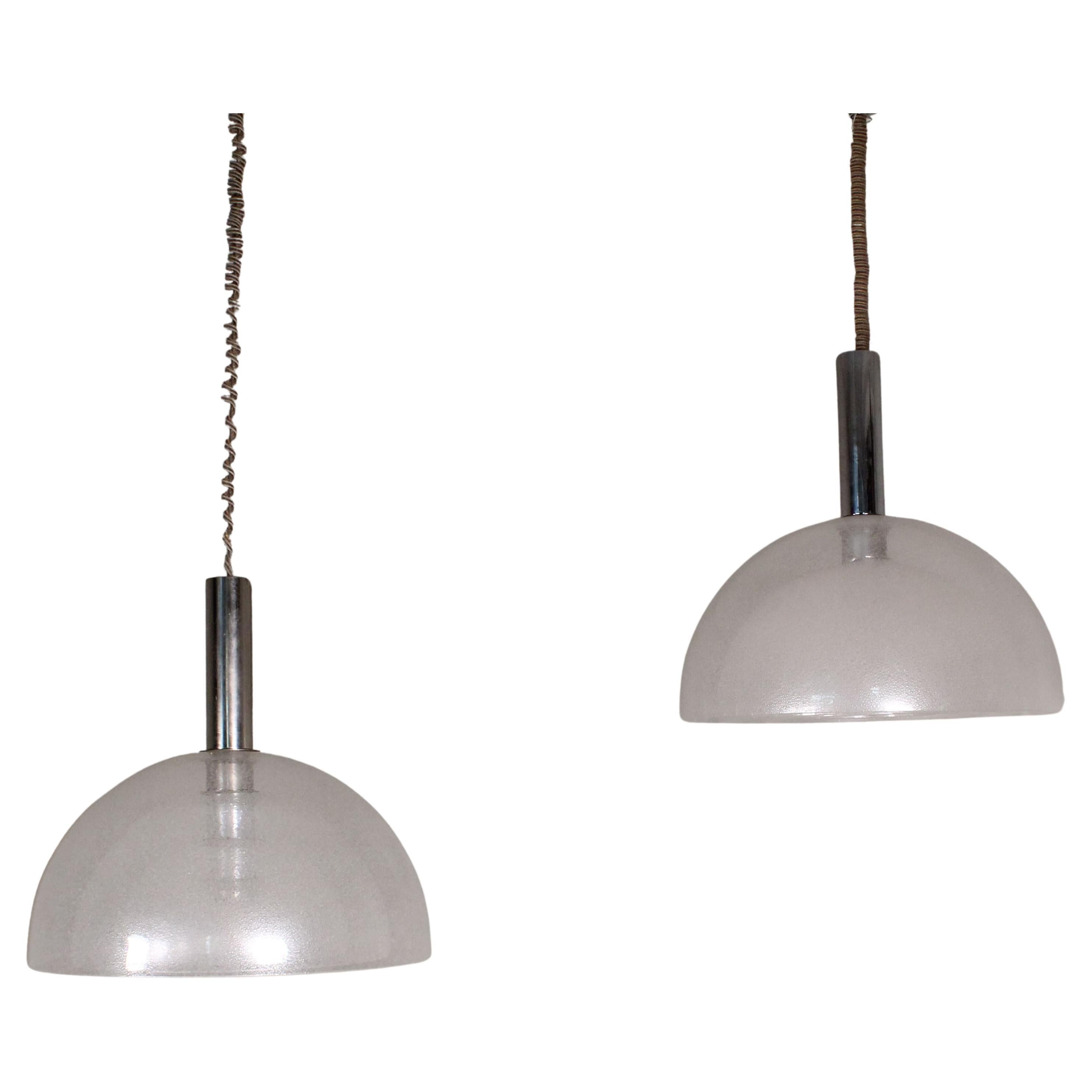 Set di 2 lampadari in vetro di Murano, Carlo Nason per Mazzega, circa 1970 in vendita