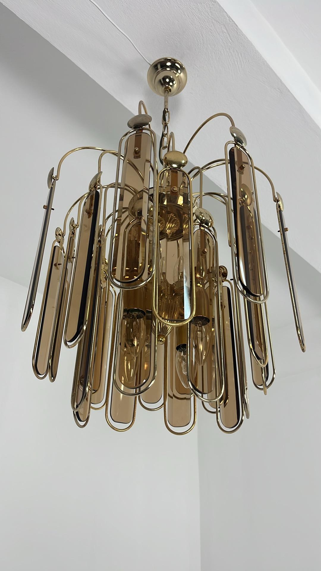 2er-Set Murano-Glas-Kronleuchter Bernstein 6-Lights, 1960er Jahre im Angebot 10
