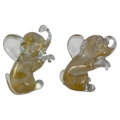 Set of 2 Murano glass Elephants, Effe 2, 1970s
