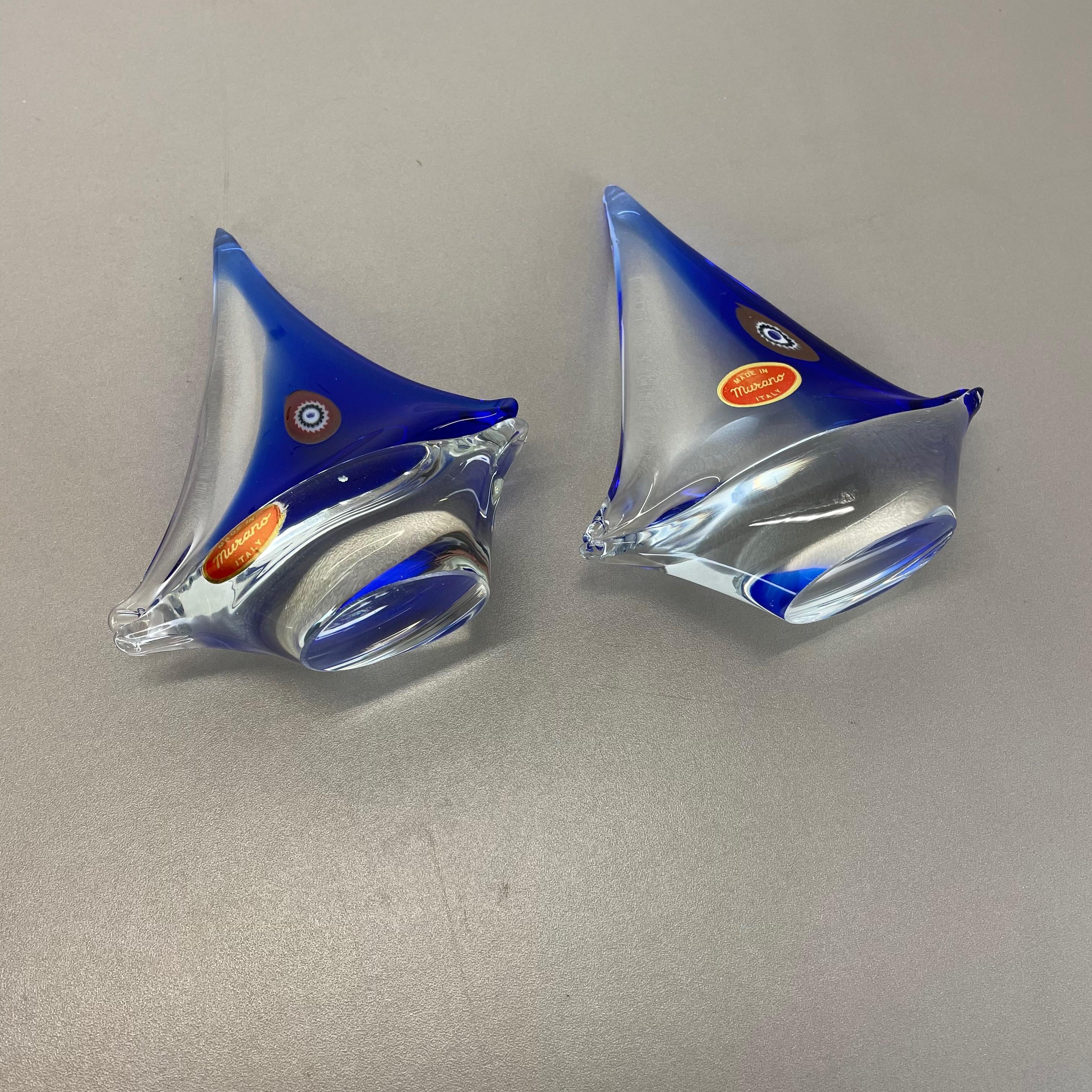 Set of 2 Murano Glass Sailing Boats Ship Elements, Murano, Italy 1970 For Sale 7