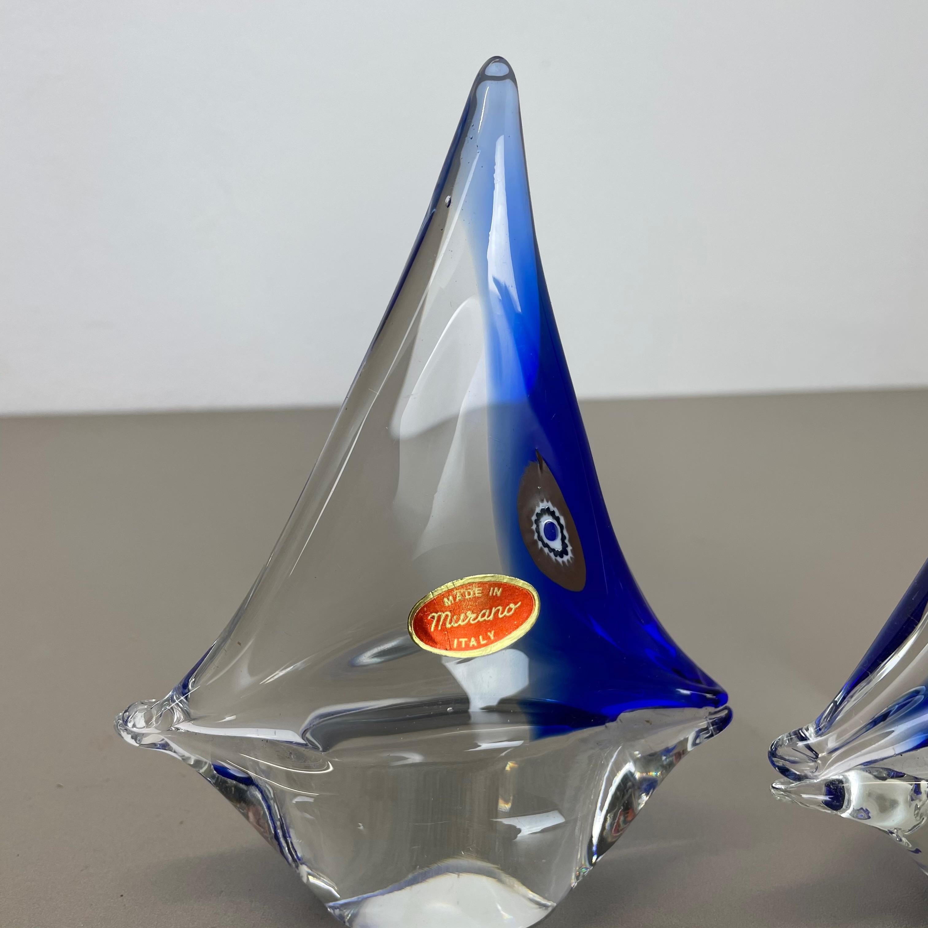 Set of 2 Murano Glass Sailing Boats Ship Elements, Murano, Italy 1970 In Good Condition For Sale In Kirchlengern, DE