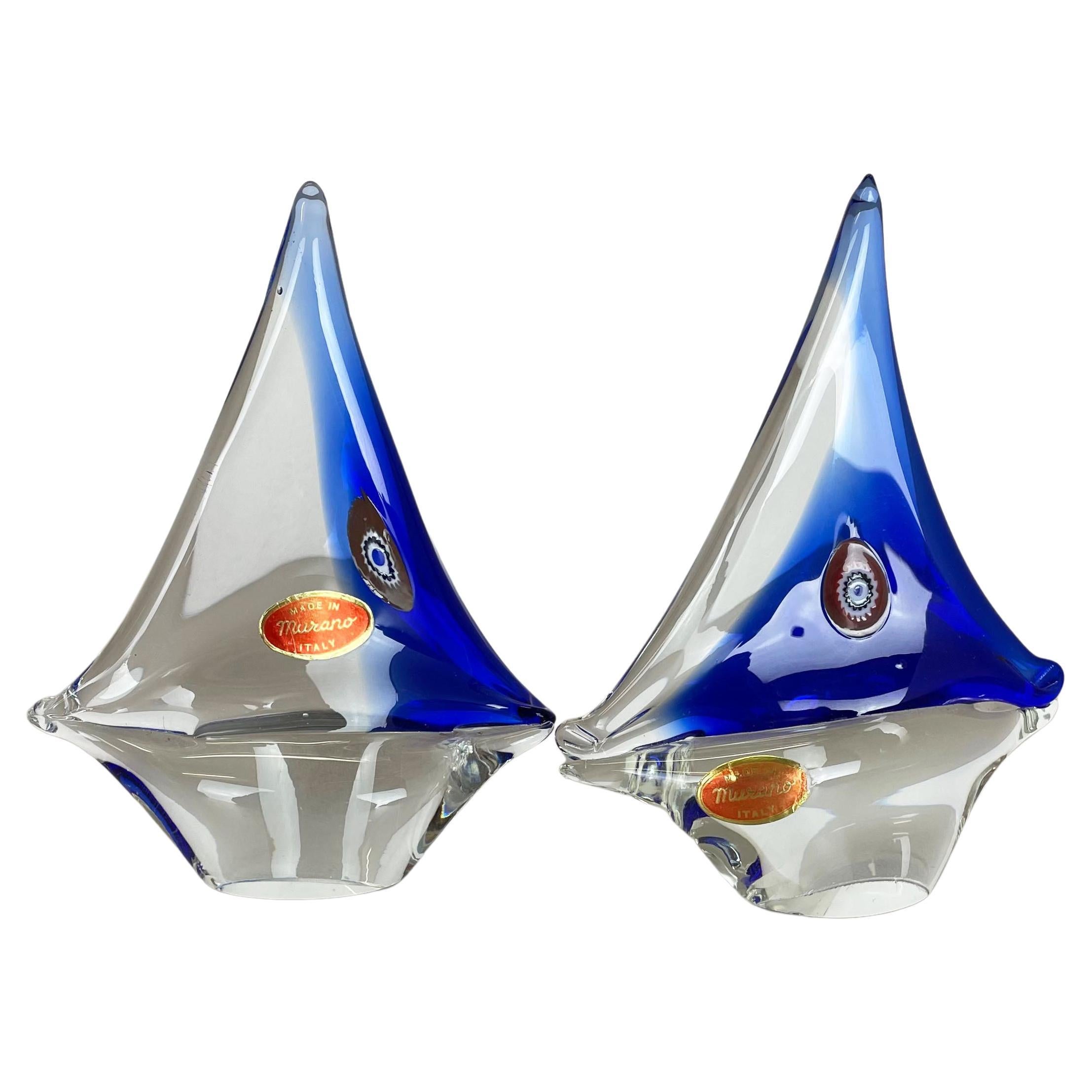 Set of 2 Murano Glass Sailing Boats Ship Elements, Murano, Italy 1970 For Sale