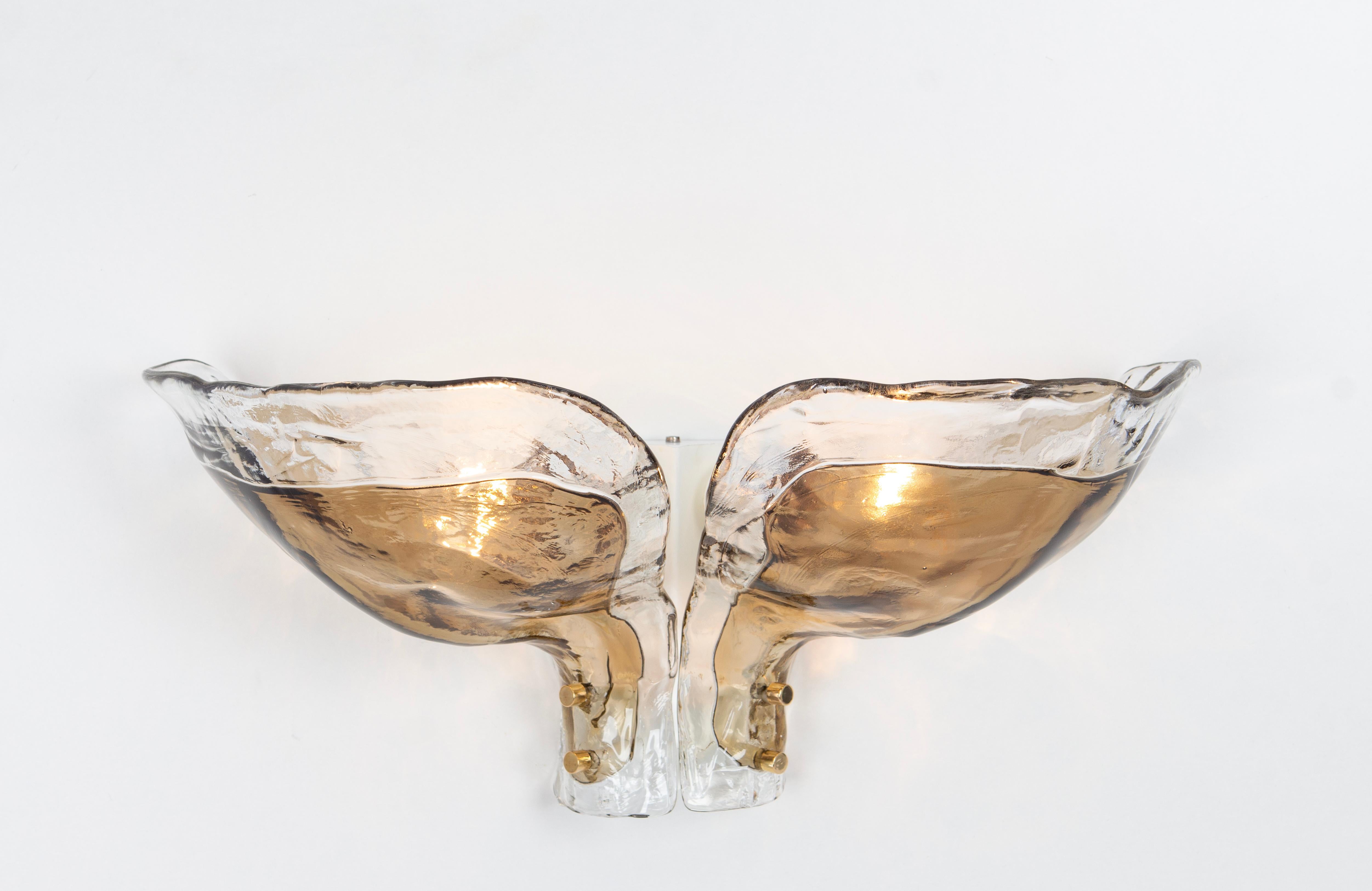 Late 20th Century Set of 2 Murano Glass Sconces Wall Lights by Kalmar, Austria, circa 1970s For Sale