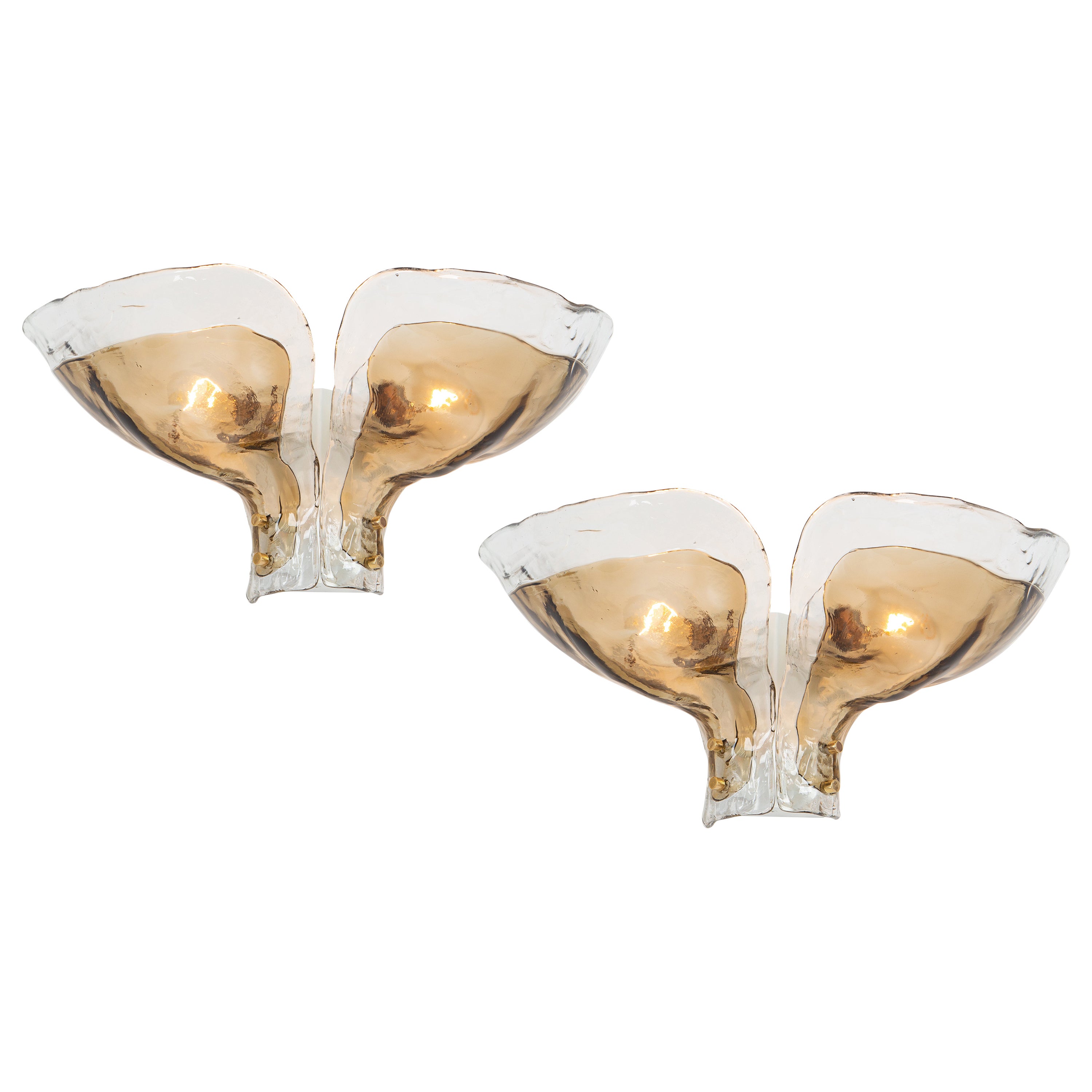 Set di 2 lampade da parete a forma di sconces in vetro di Murano di Kalmar, Austria, circa anni '70
