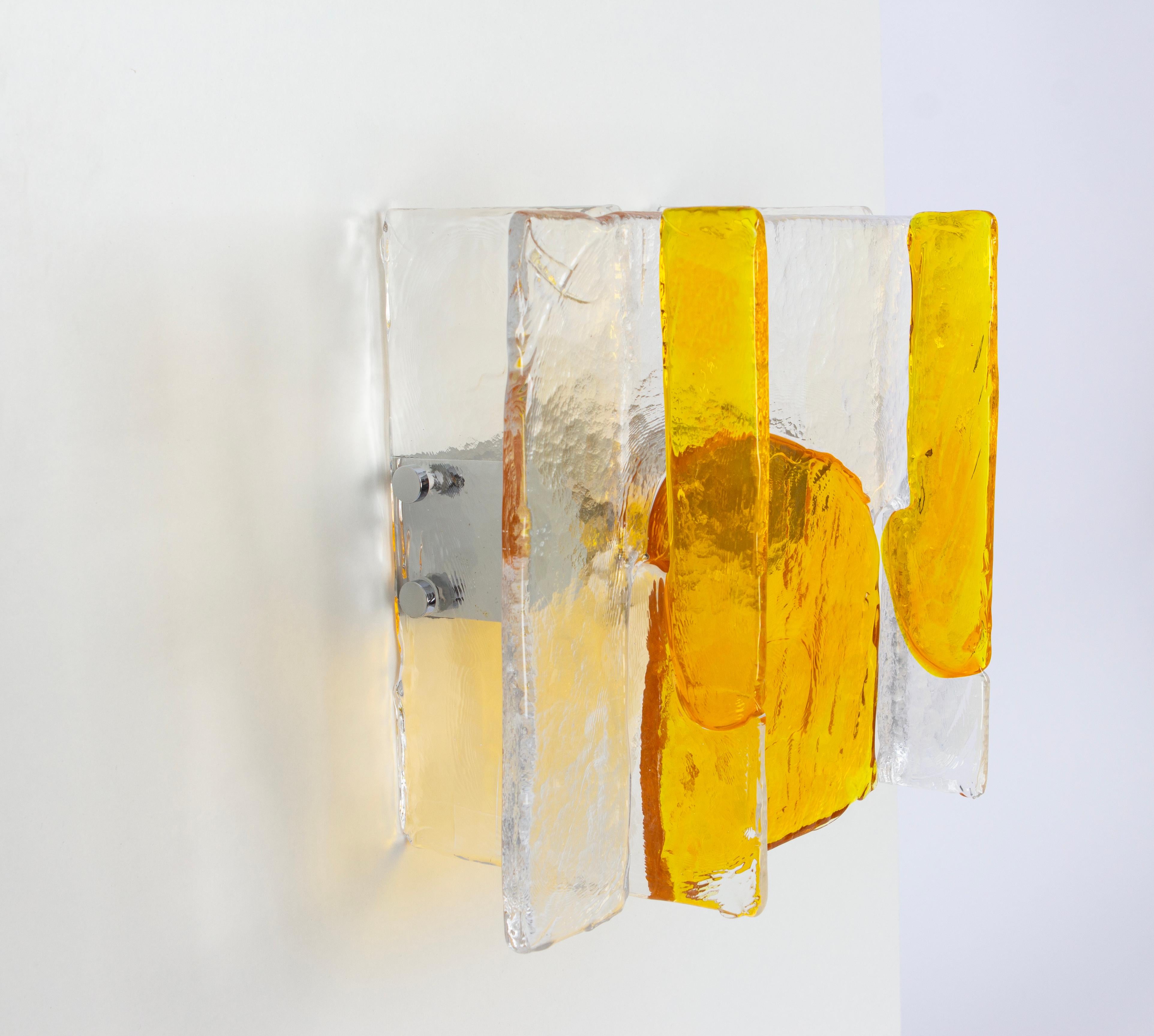 Austrian Set of 2 Murano Glass Sconces Wall Lights by Mazzega, Italy, circa 1970s For Sale