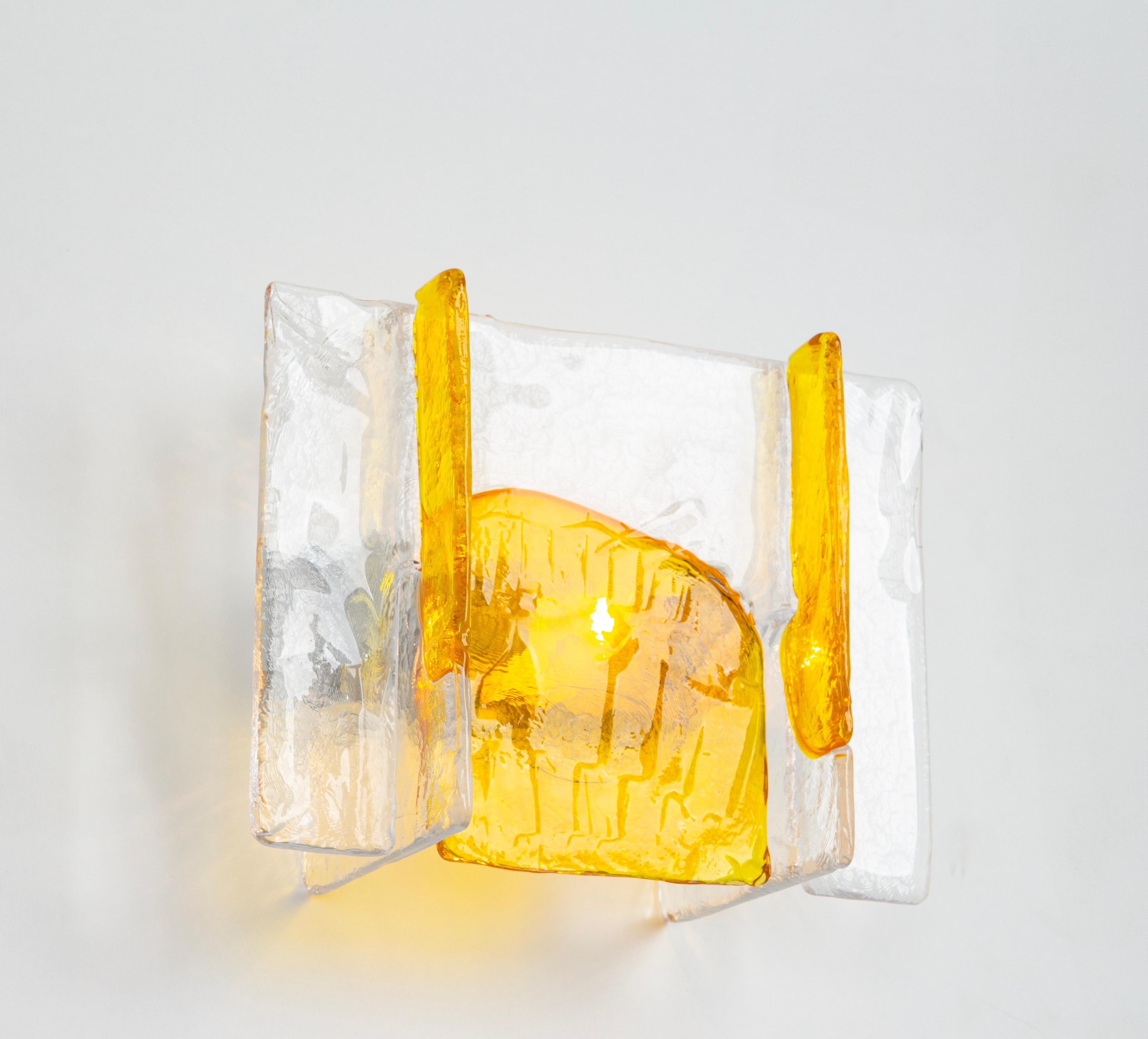 Set of 2 Murano Glass Sconces Wall Lights by Mazzega, Italy, circa 1970s For Sale 1