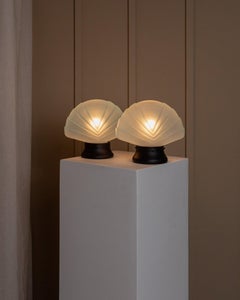 Set of 2 Murano Glass Shell Lamps Vintage Space Age Design Italy, 1980s