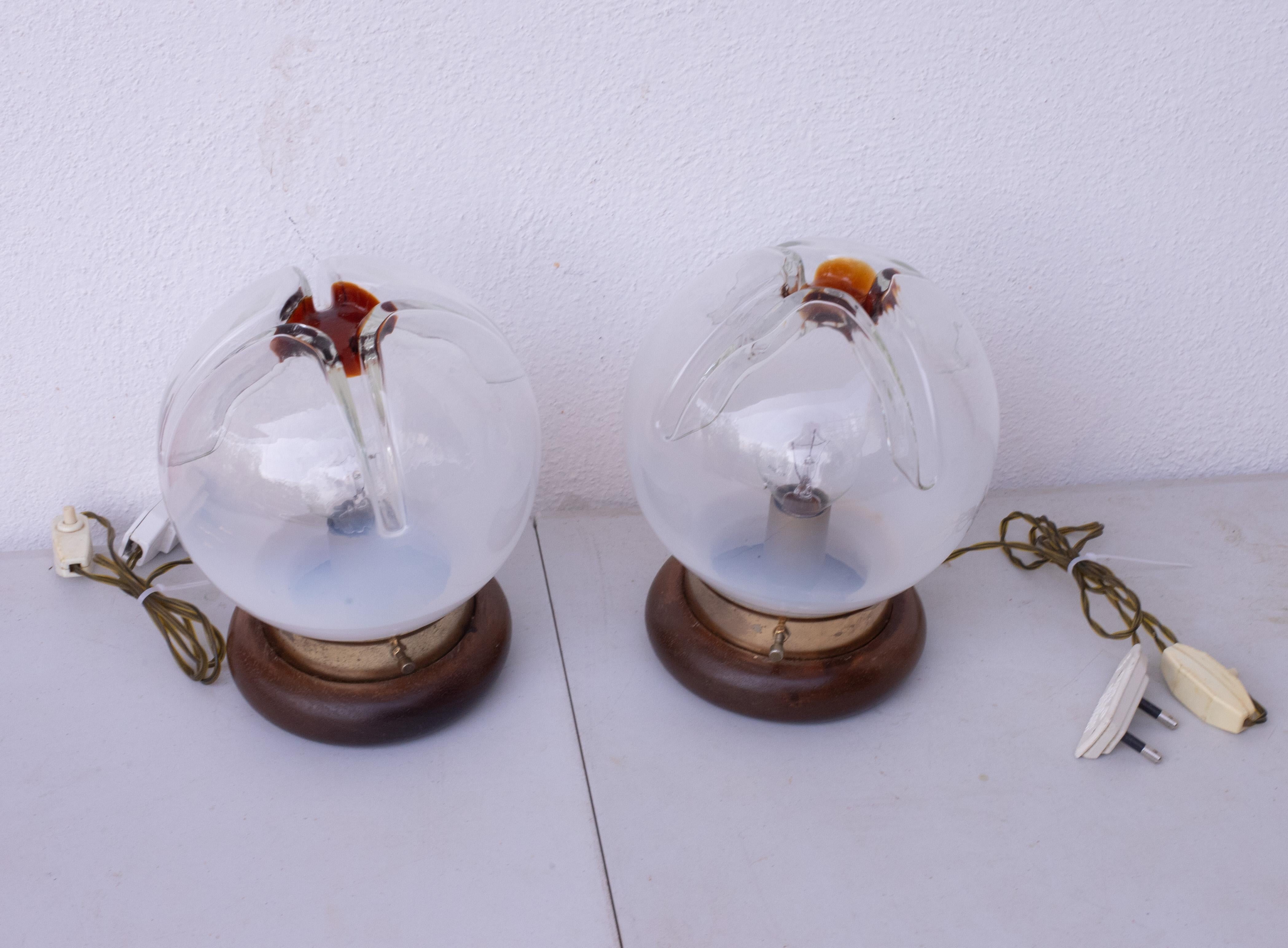 Set of 2 Murano Glass Table lamp by Mazzega 1970 5