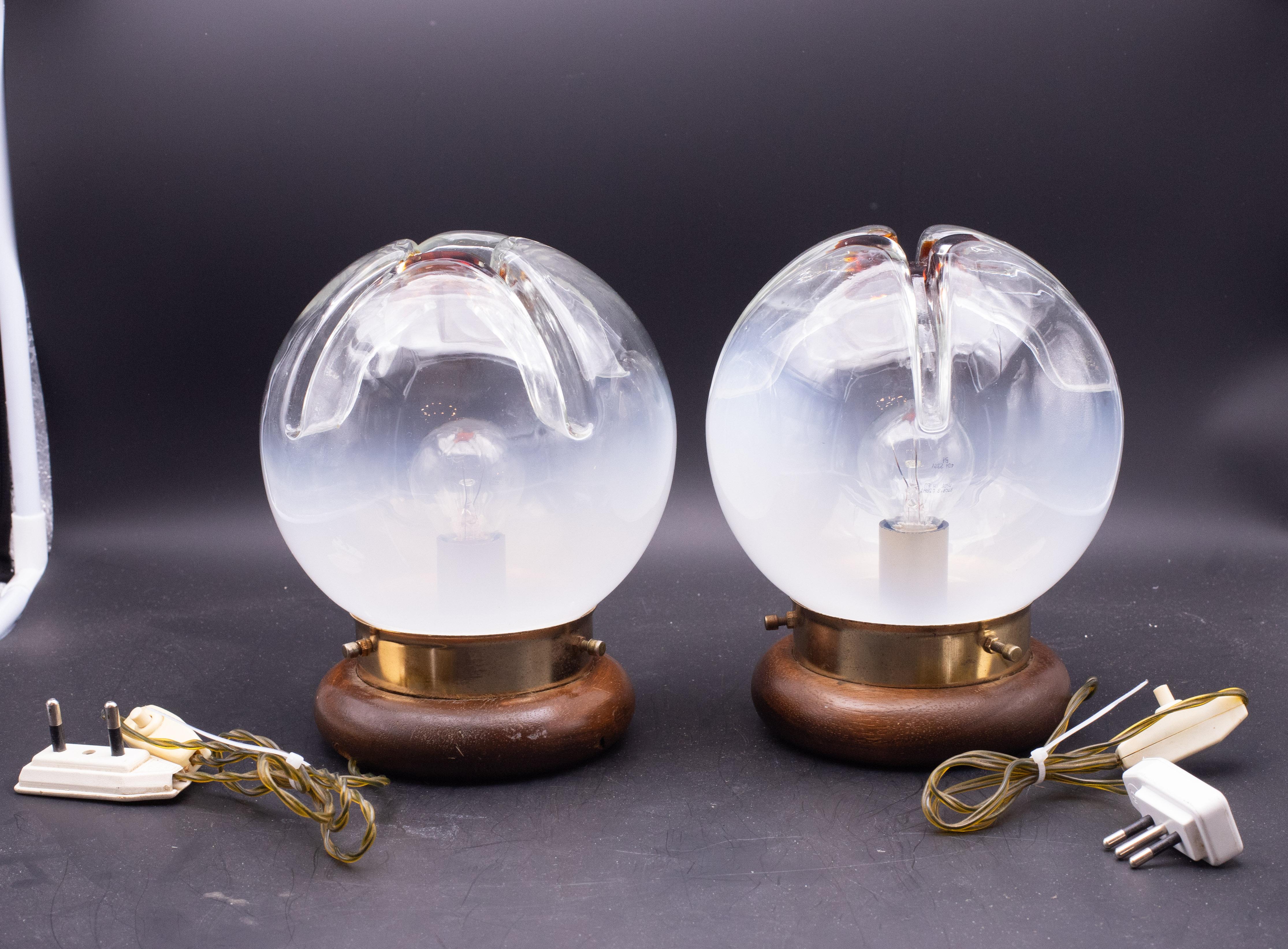 European Set of 2 Murano Glass Table lamp by Mazzega 1970