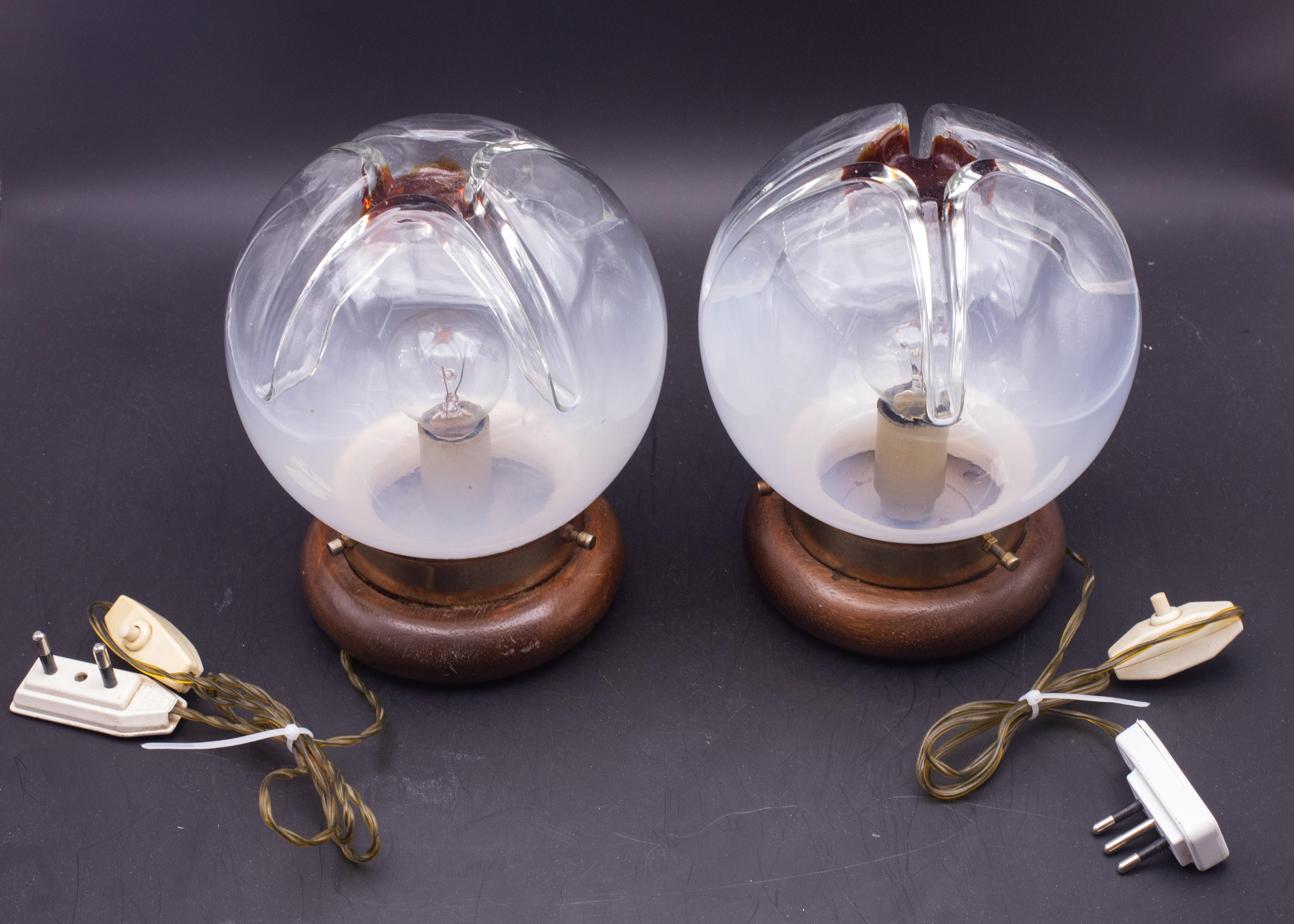 Set of 2 Murano Glass Table lamp by Mazzega 1970 In Good Condition In Roma, IT