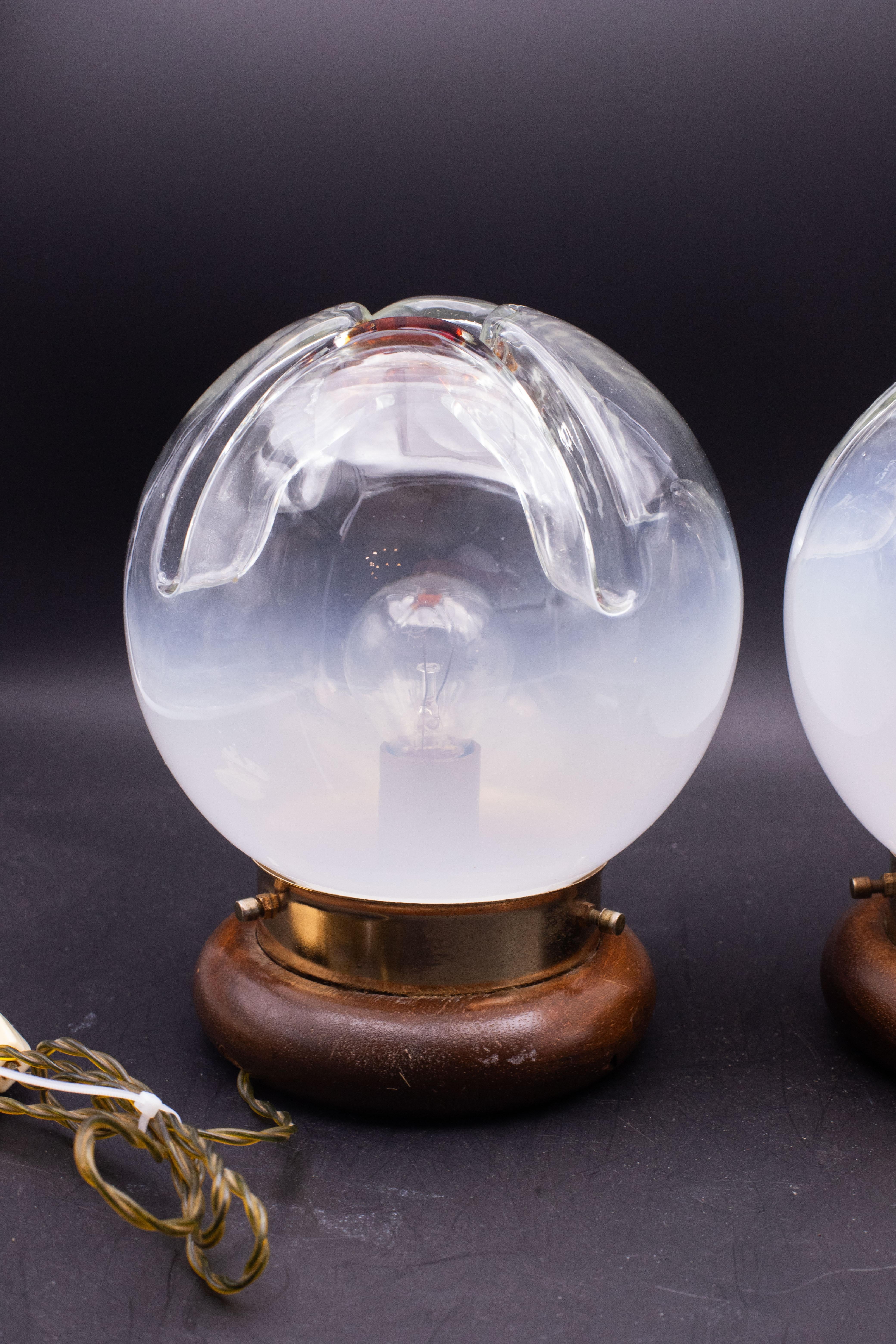 Late 20th Century Set of 2 Murano Glass Table lamp by Mazzega 1970