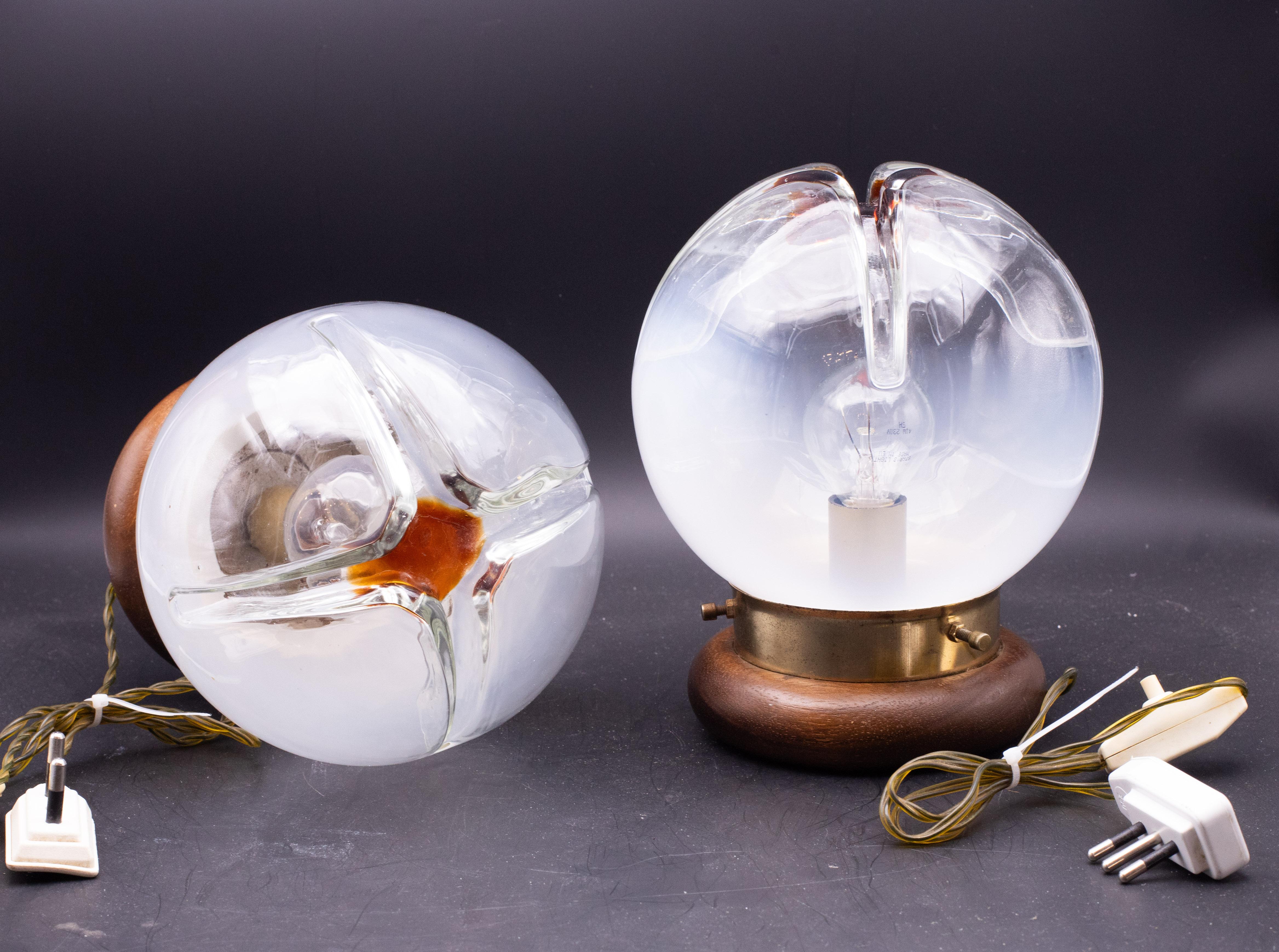 Set of 2 Murano Glass Table lamp by Mazzega 1970 1