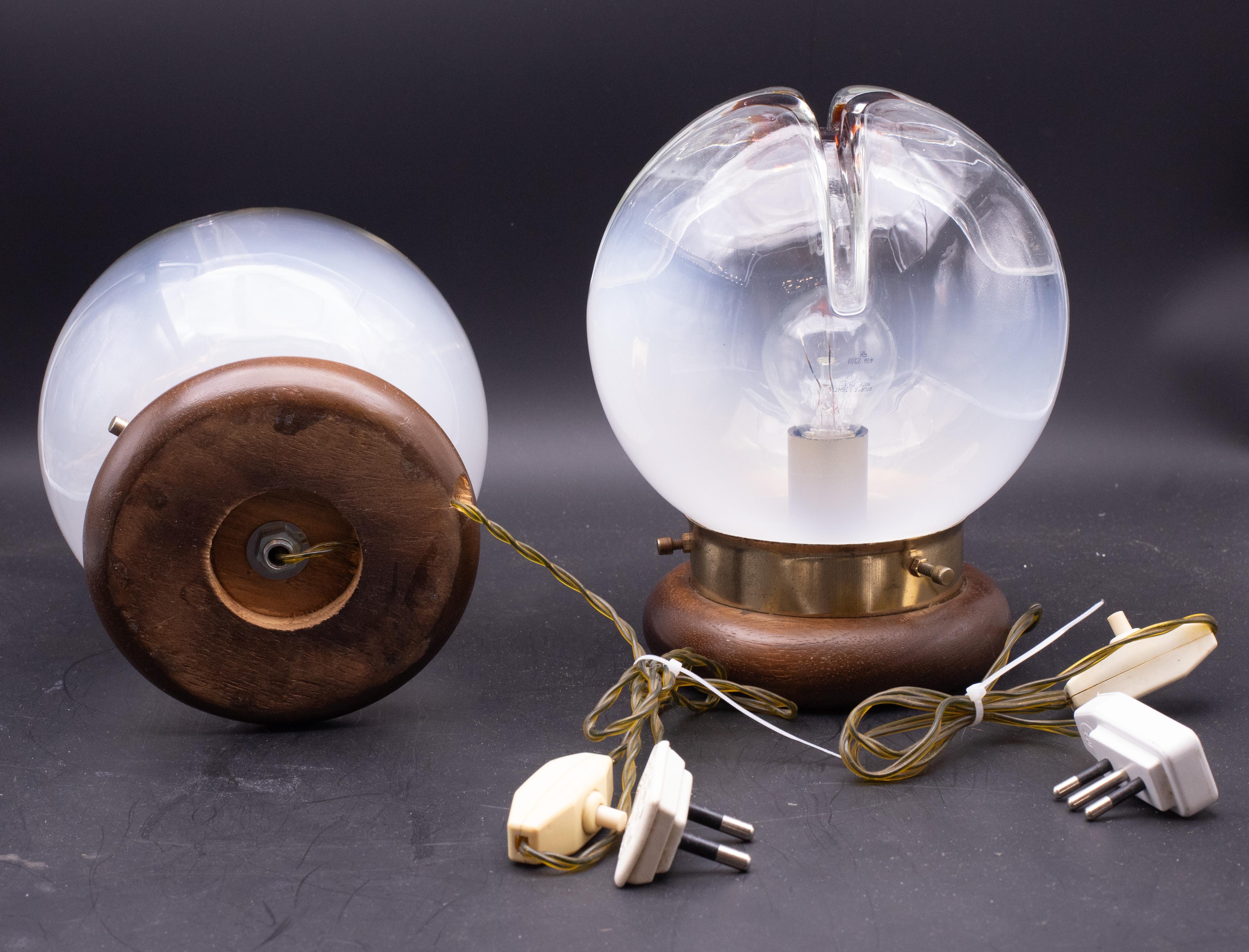 Set of 2 Murano Glass Table lamp by Mazzega 1970 2