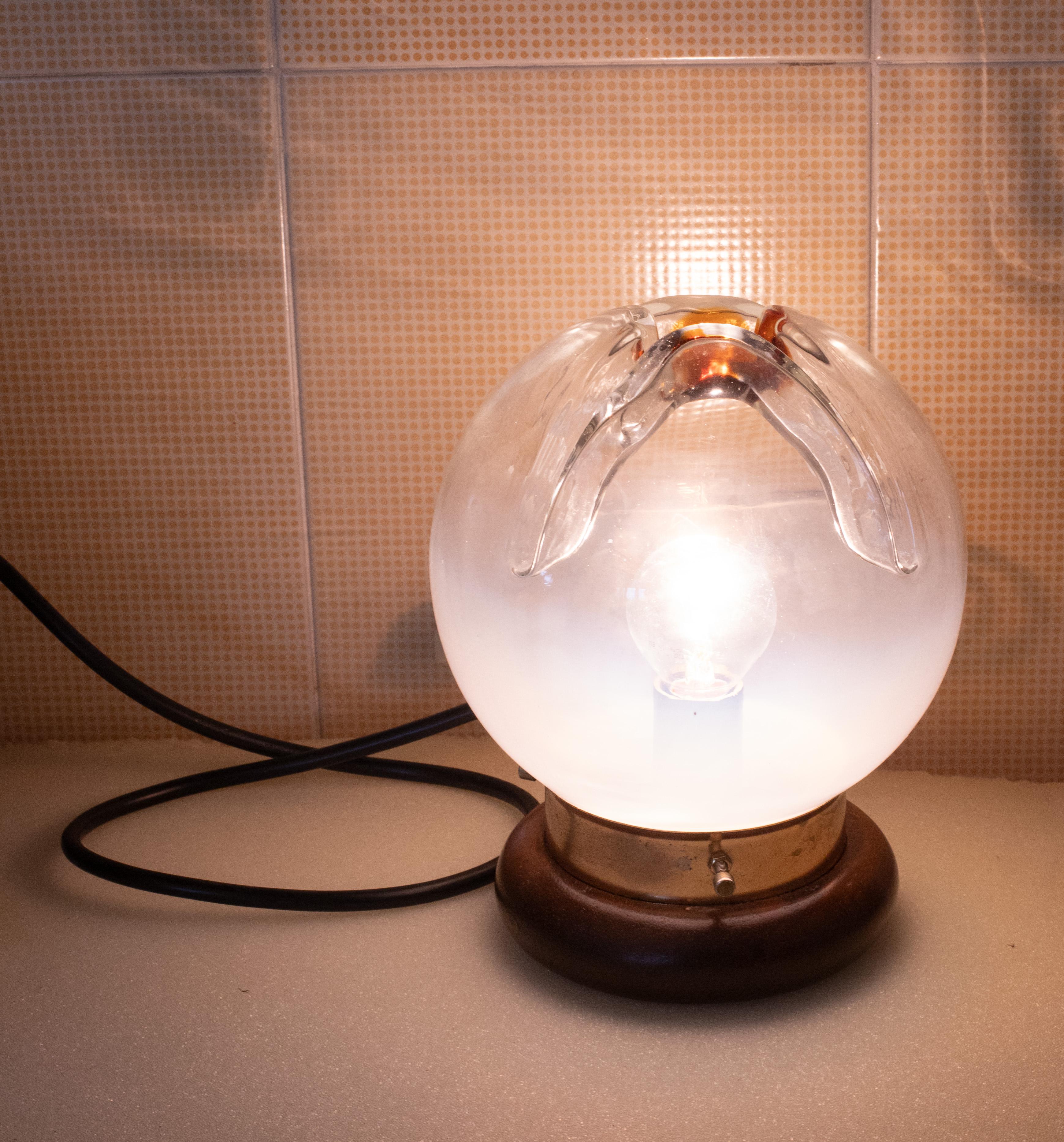 Set of 2 Murano Glass Table lamp by Mazzega 1970 3