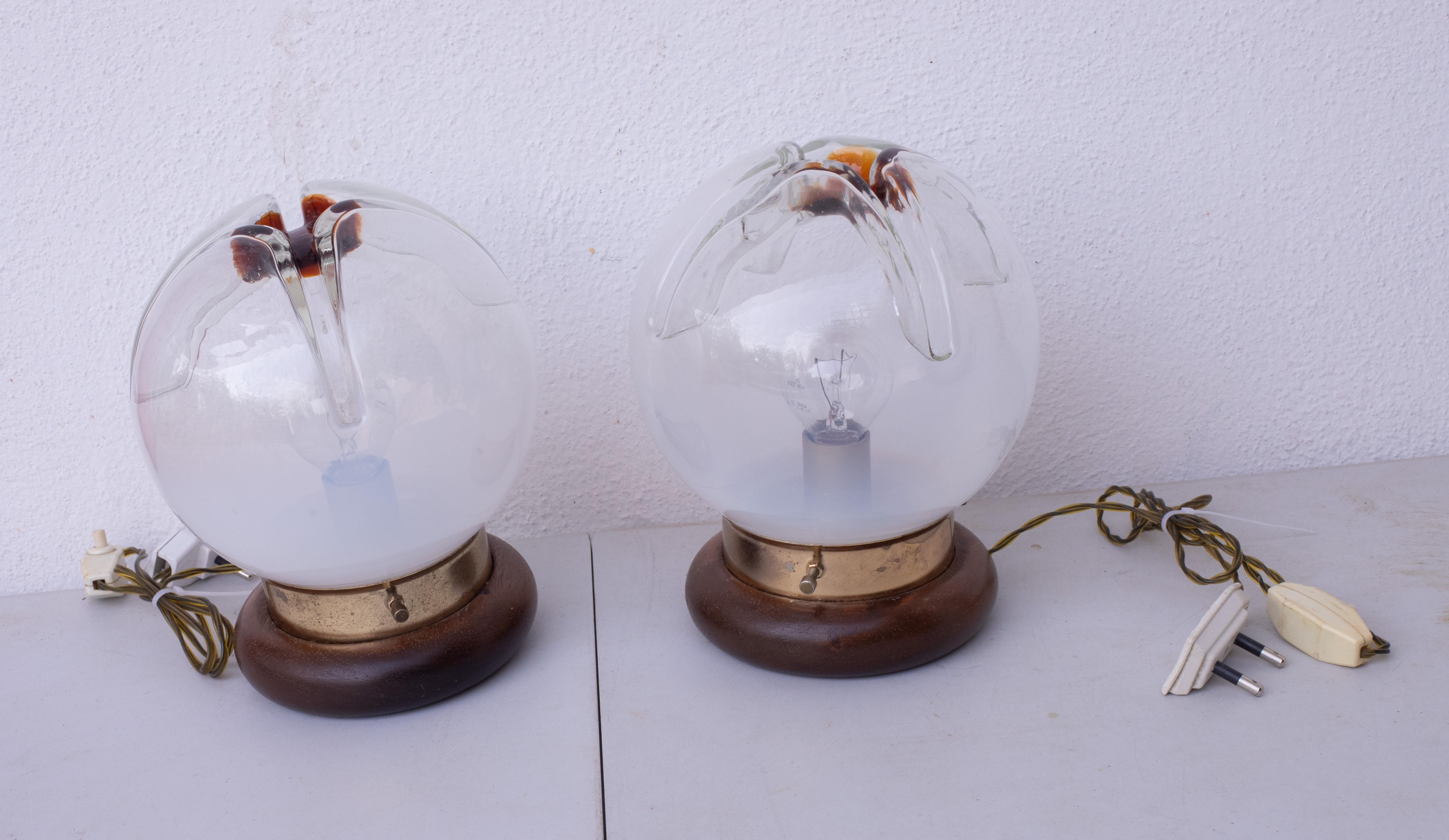 Set of 2 Murano Glass Table lamp by Mazzega 1970 4