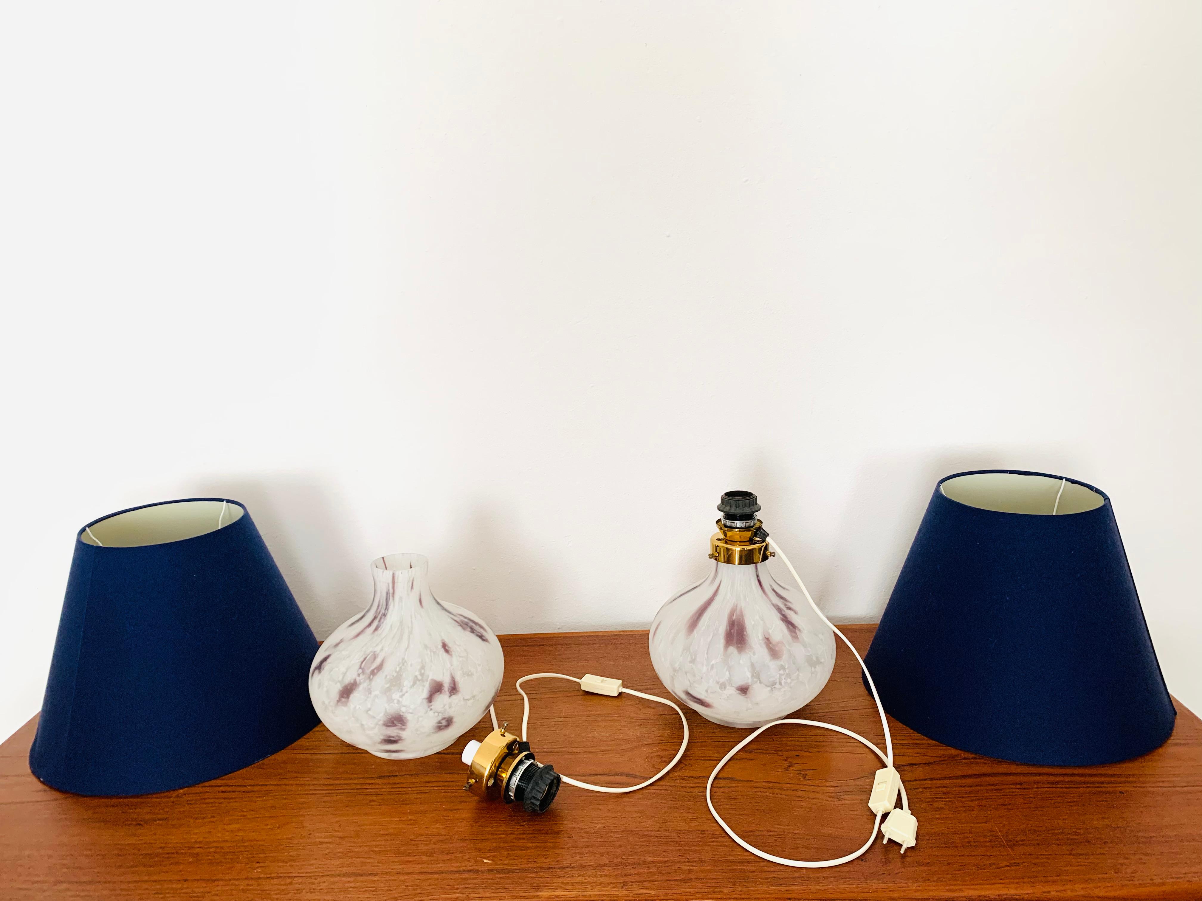 Ensemble de 2 lampes de bureau en verre de Murano en vente 6