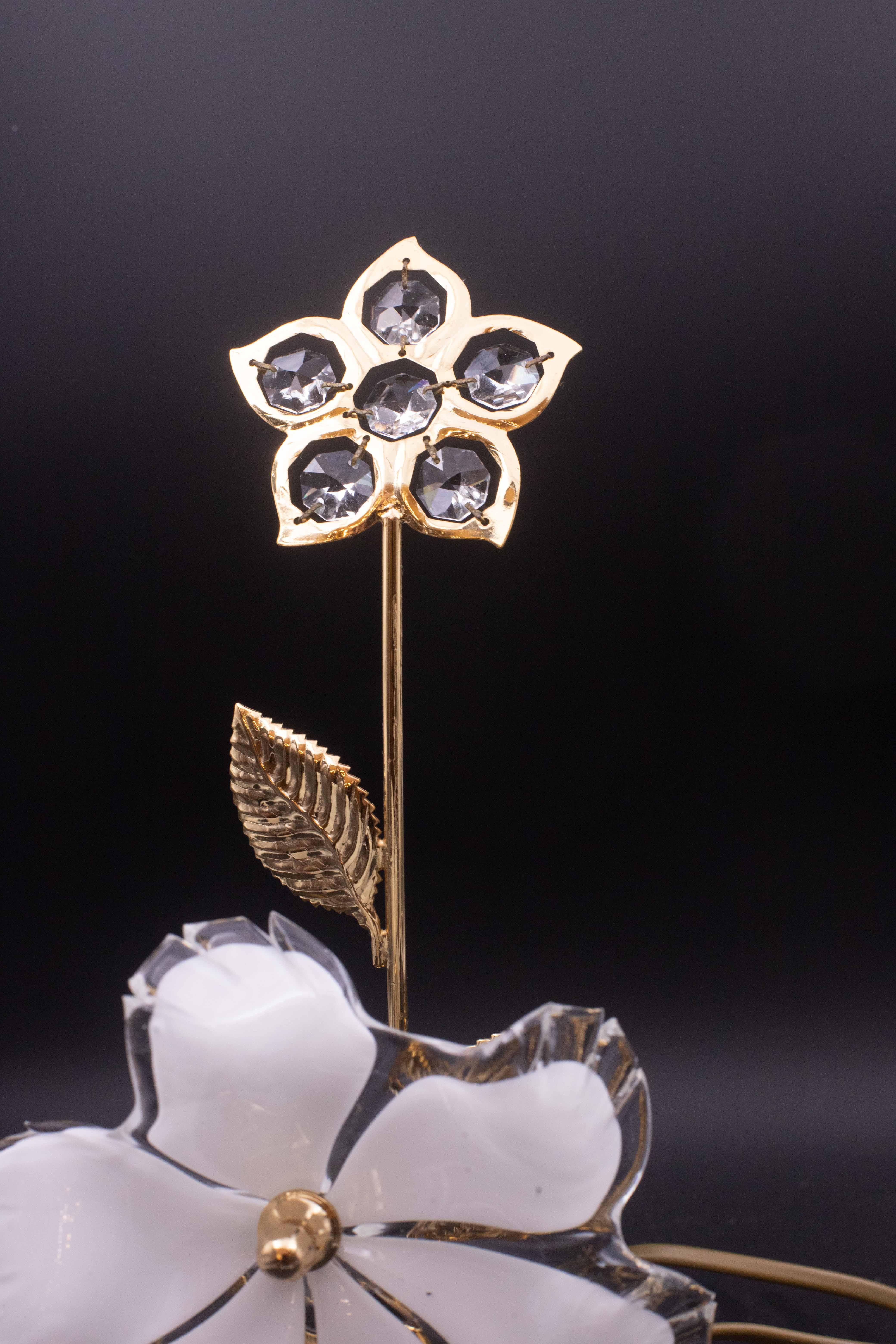 Fin du 20e siècle Ensemble de 2 tables en verre de Murano, fleurs blanches claires, 1970 en vente