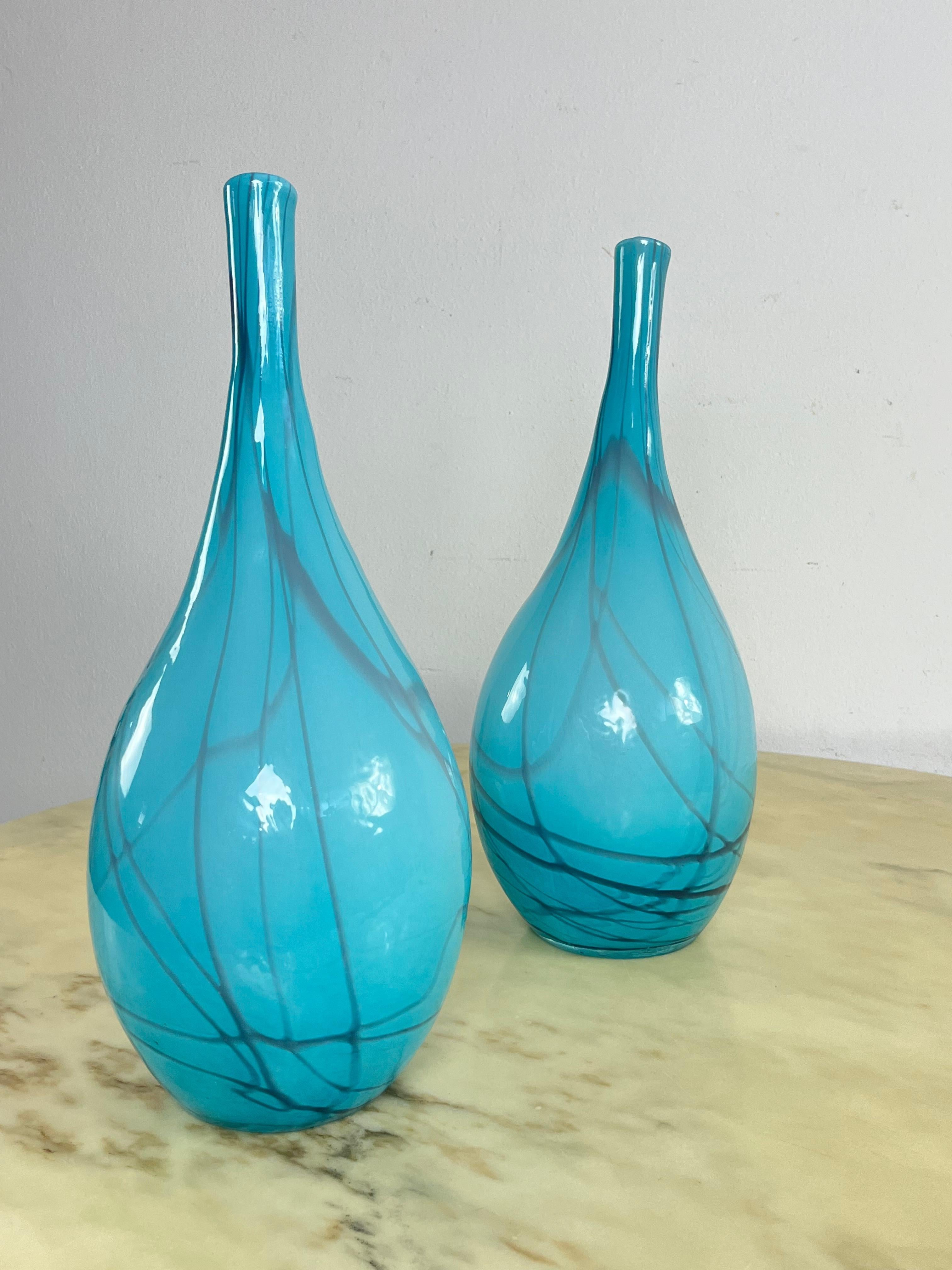 Italiano Set di 2 vasi in vetro di Murano, attribuiti a Cenedese, anni '70 in vendita