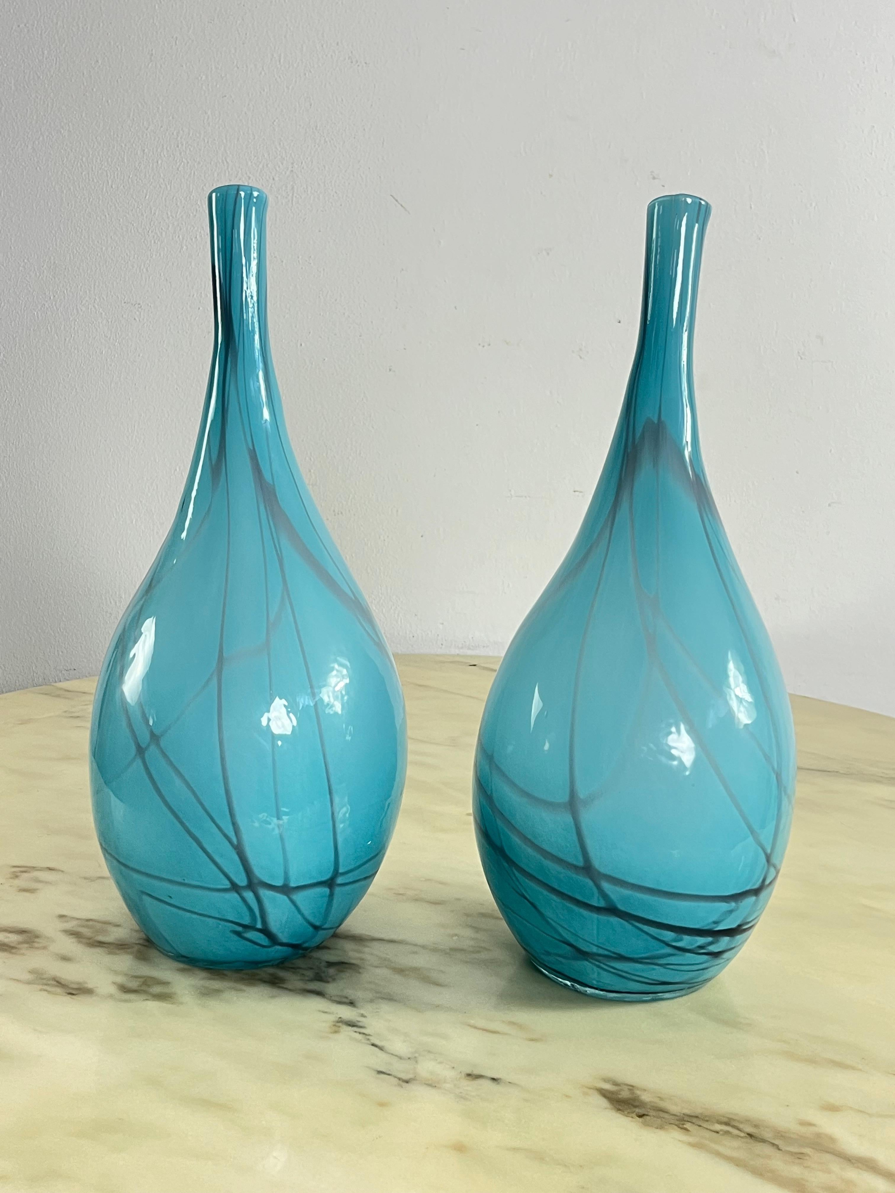 Set di 2 vasi in vetro di Murano, attribuiti a Cenedese, anni '70 In condizioni ottime in vendita a Palermo, IT