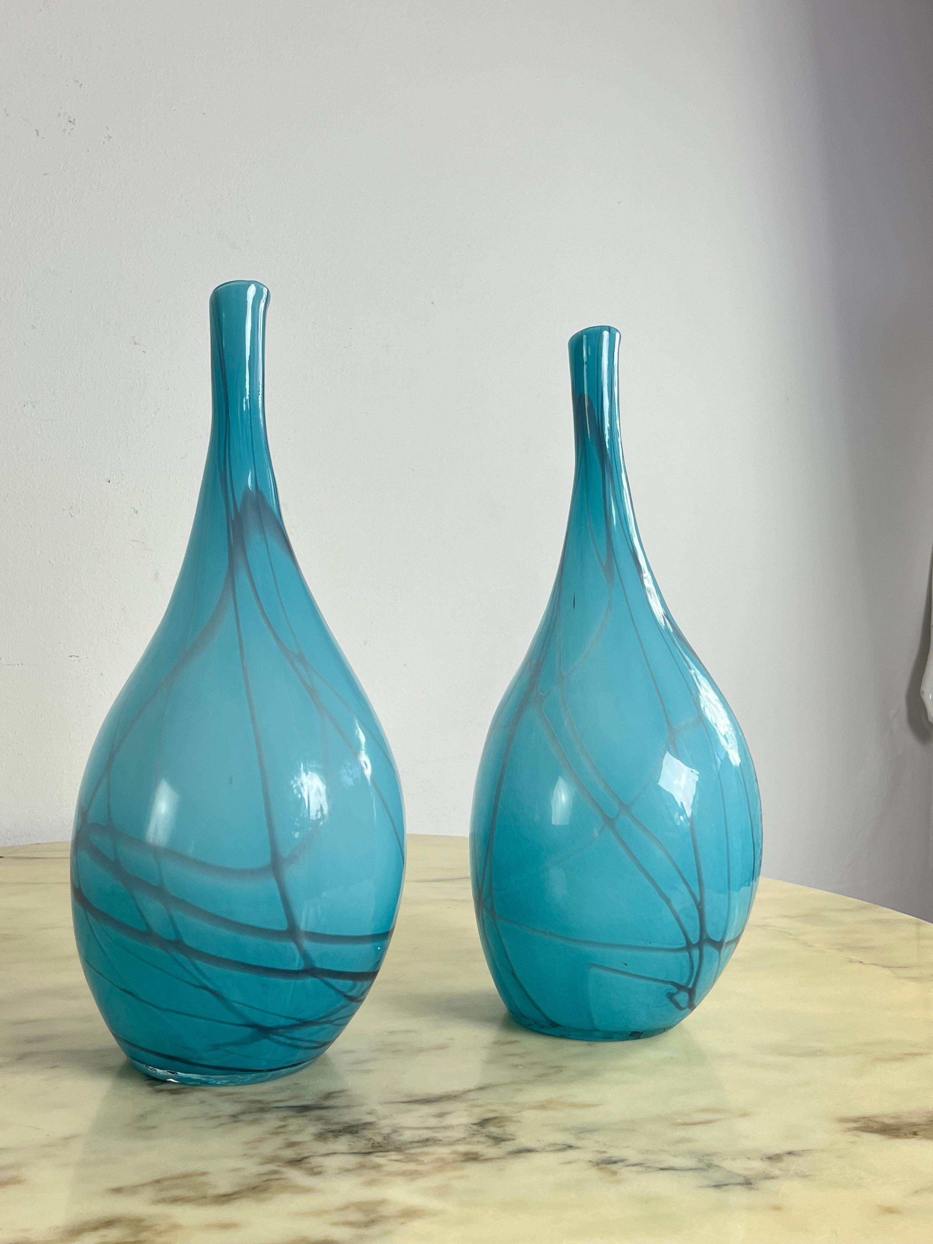 Set di 2 vasi in vetro di Murano, attribuiti a Cenedese, anni '70 in vendita 2