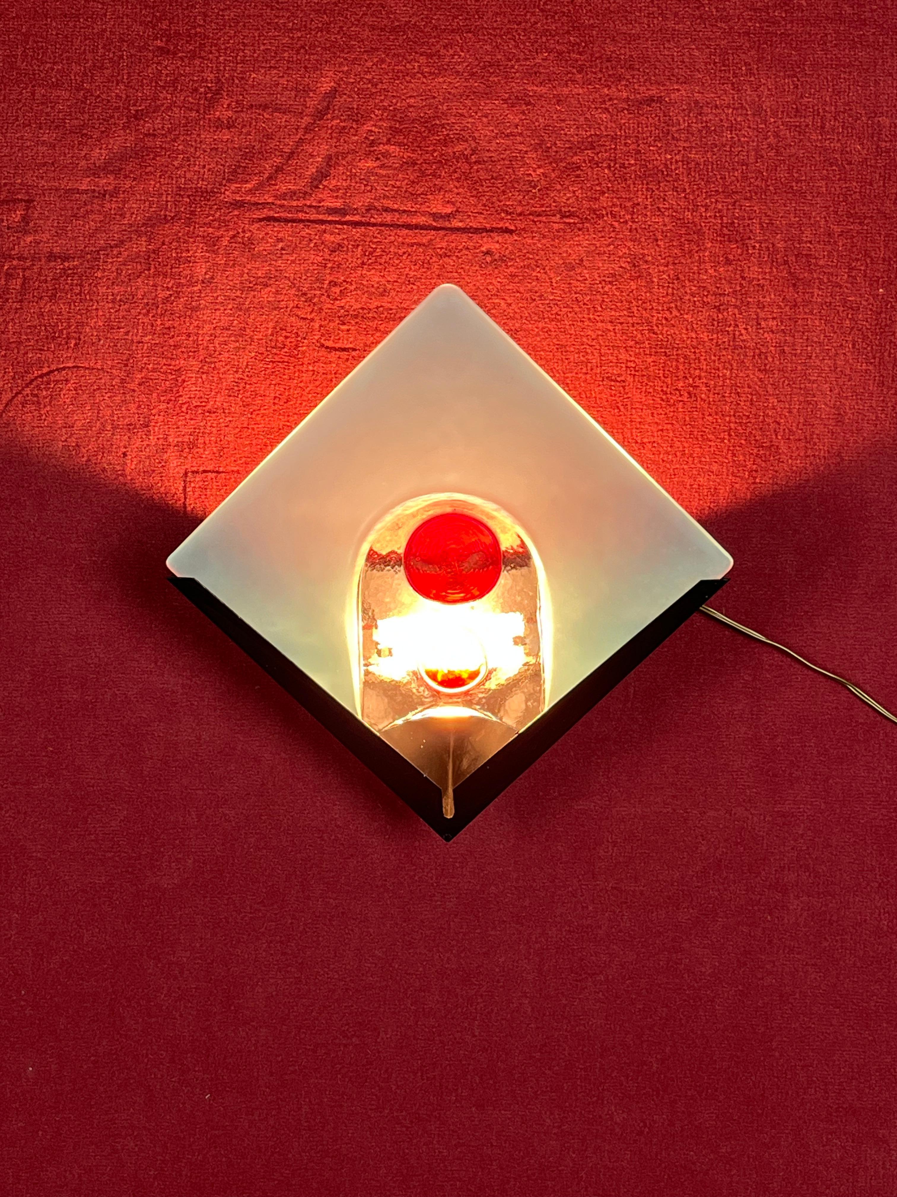Juego de 2 lámparas de pared de cristal de Murano, años 70 en venta 6