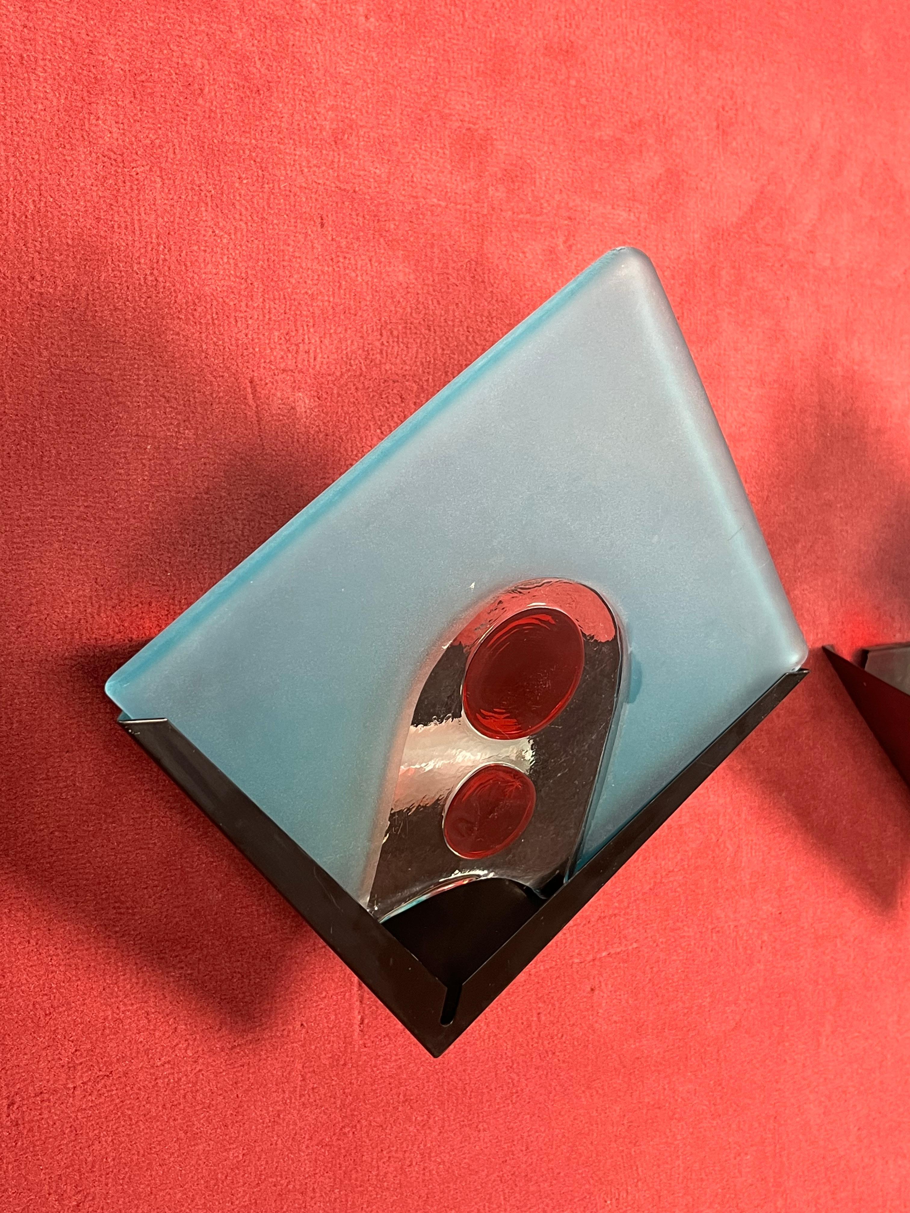 Juego de 2 lámparas de pared de cristal de Murano, años 70 Italiano en venta