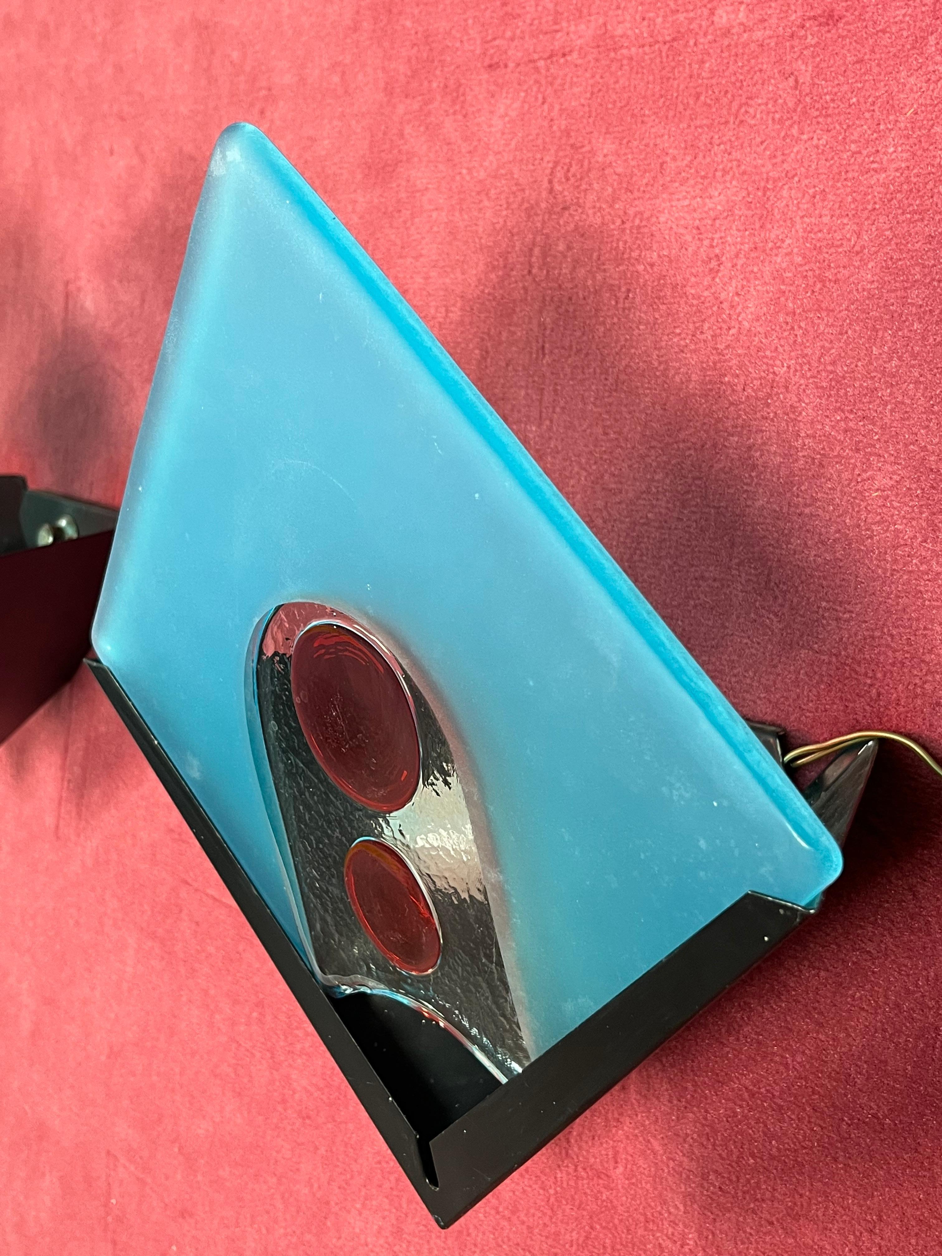 Juego de 2 lámparas de pared de cristal de Murano, años 70 en Bueno estado para la venta en Palermo, IT