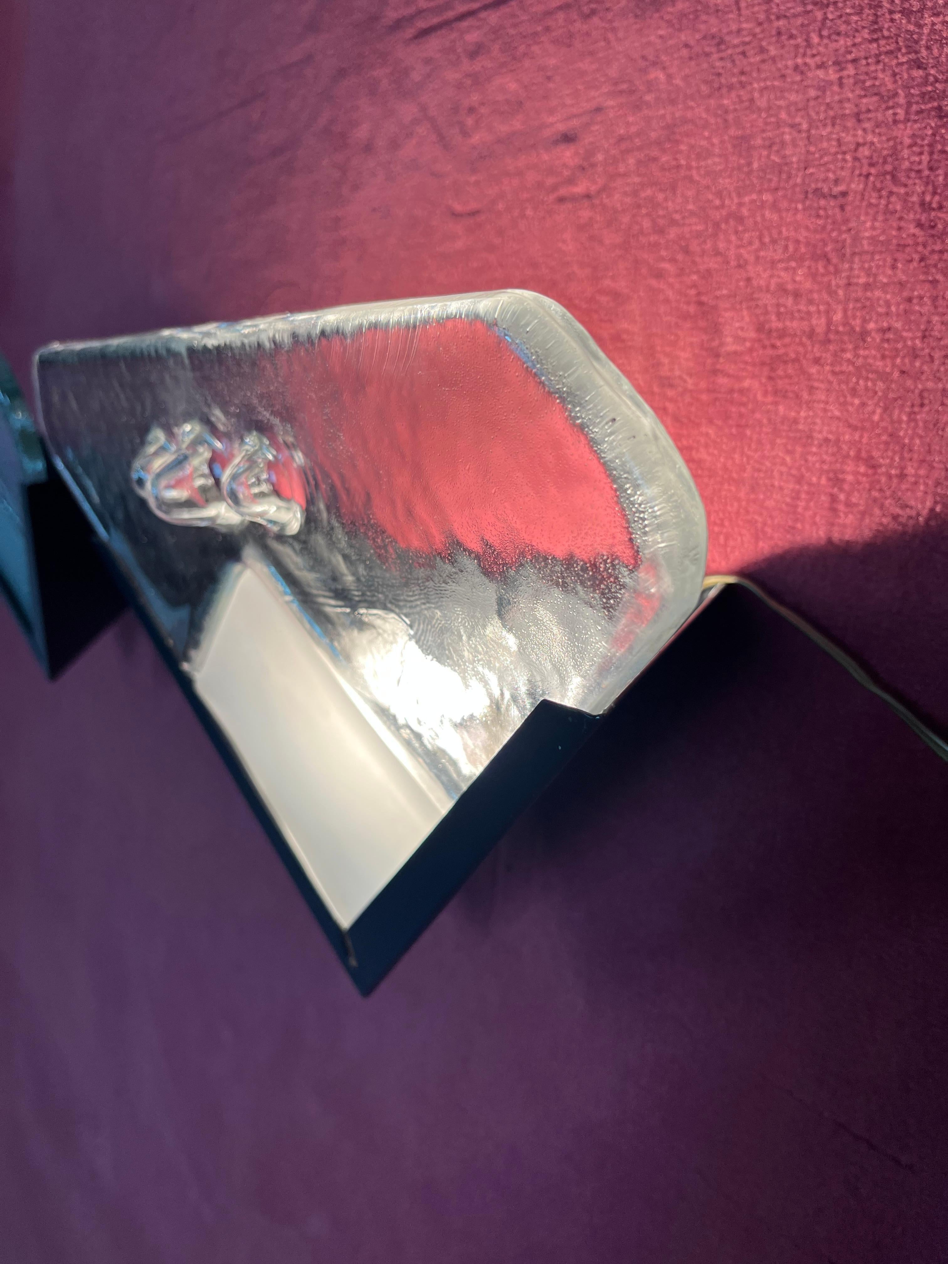 Juego de 2 lámparas de pared de cristal de Murano, años 70 finales del siglo XX en venta