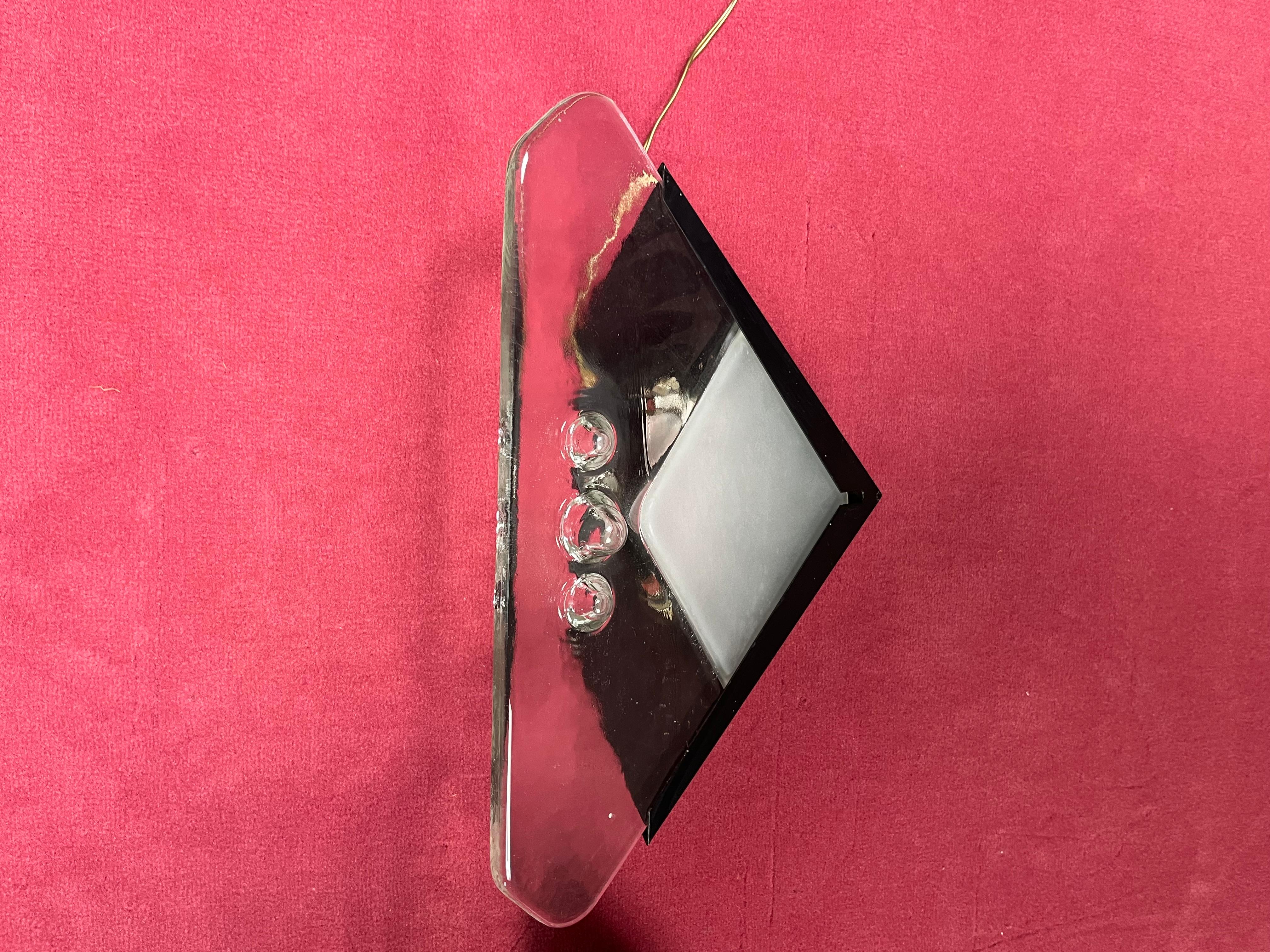 Juego de 2 lámparas de pared de cristal de Murano, años 70 en venta 2