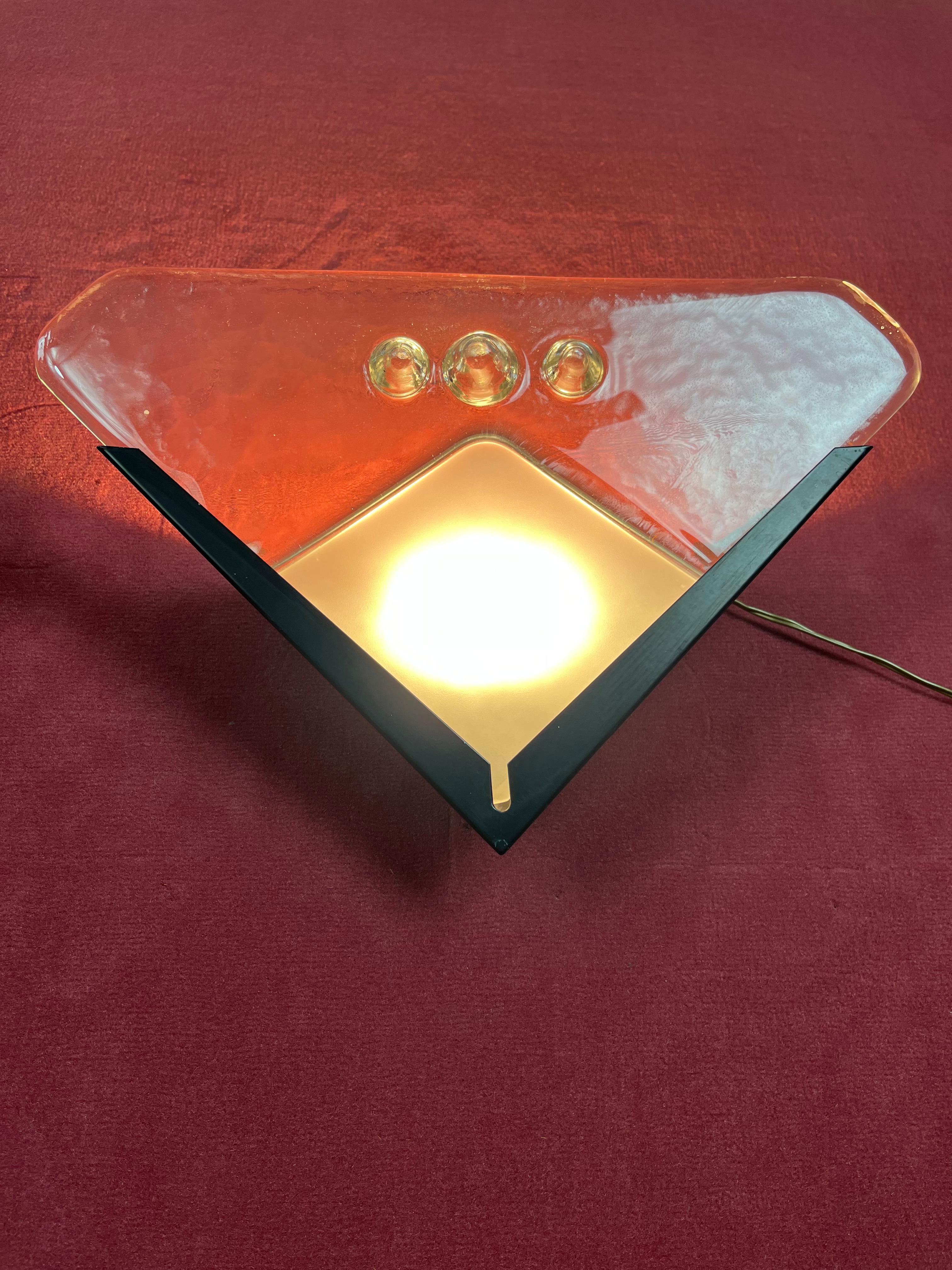 Juego de 2 lámparas de pared de cristal de Murano, años 70 en venta 3