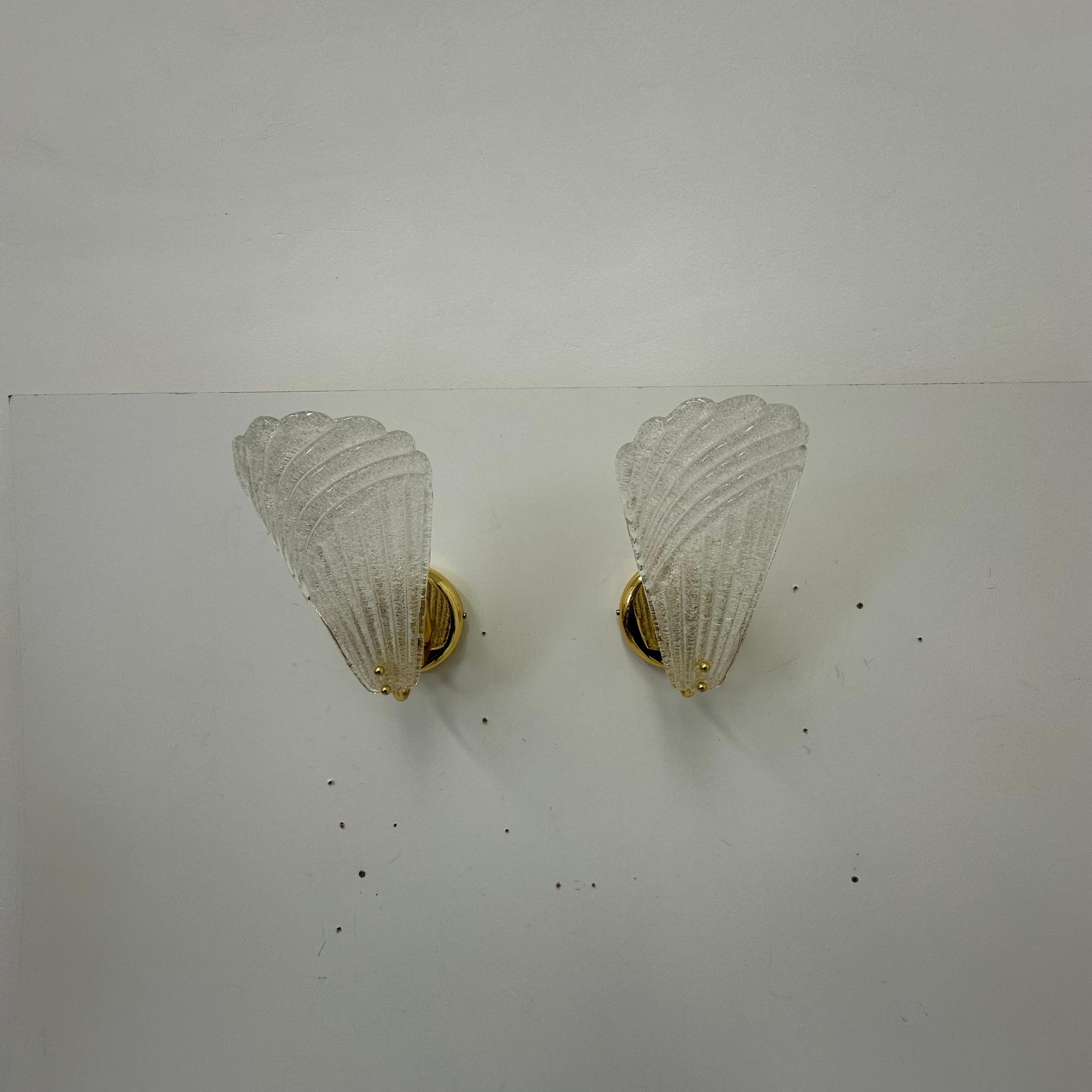 Ensemble de 2 lampes murales en verre de Murano , 1970 Italie en vente 3