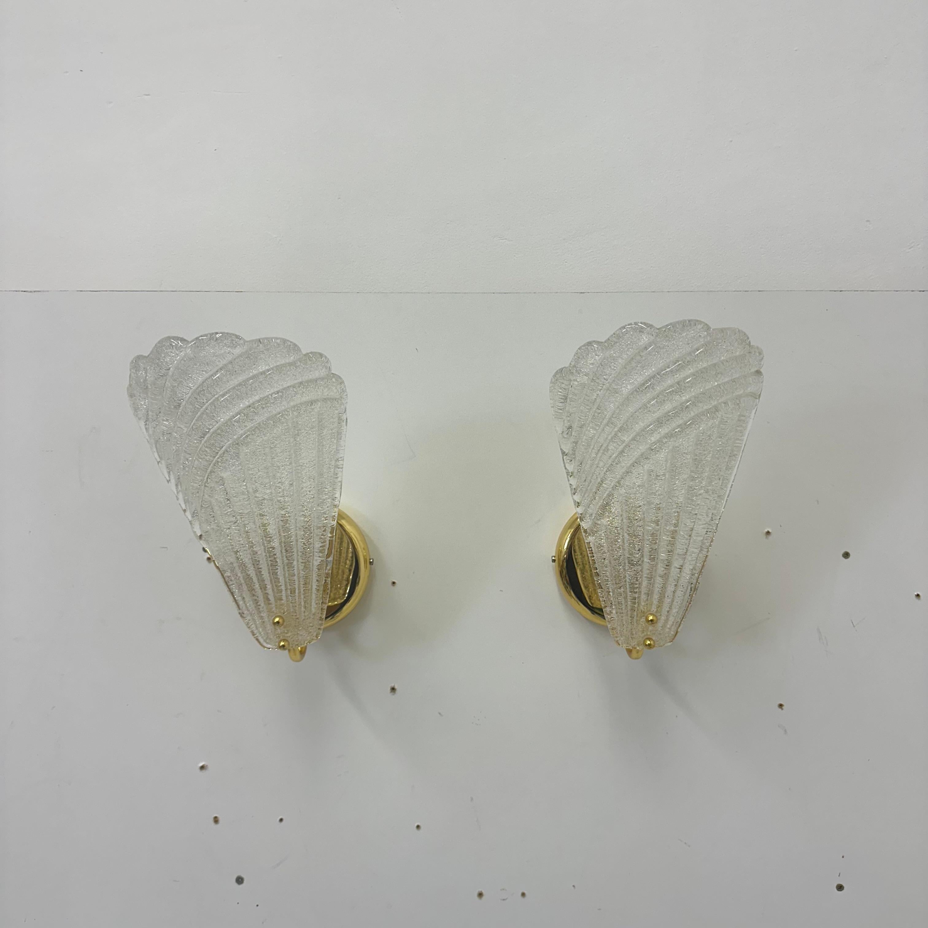 Ensemble de 2 lampes murales en verre de Murano , 1970 Italie en vente 5