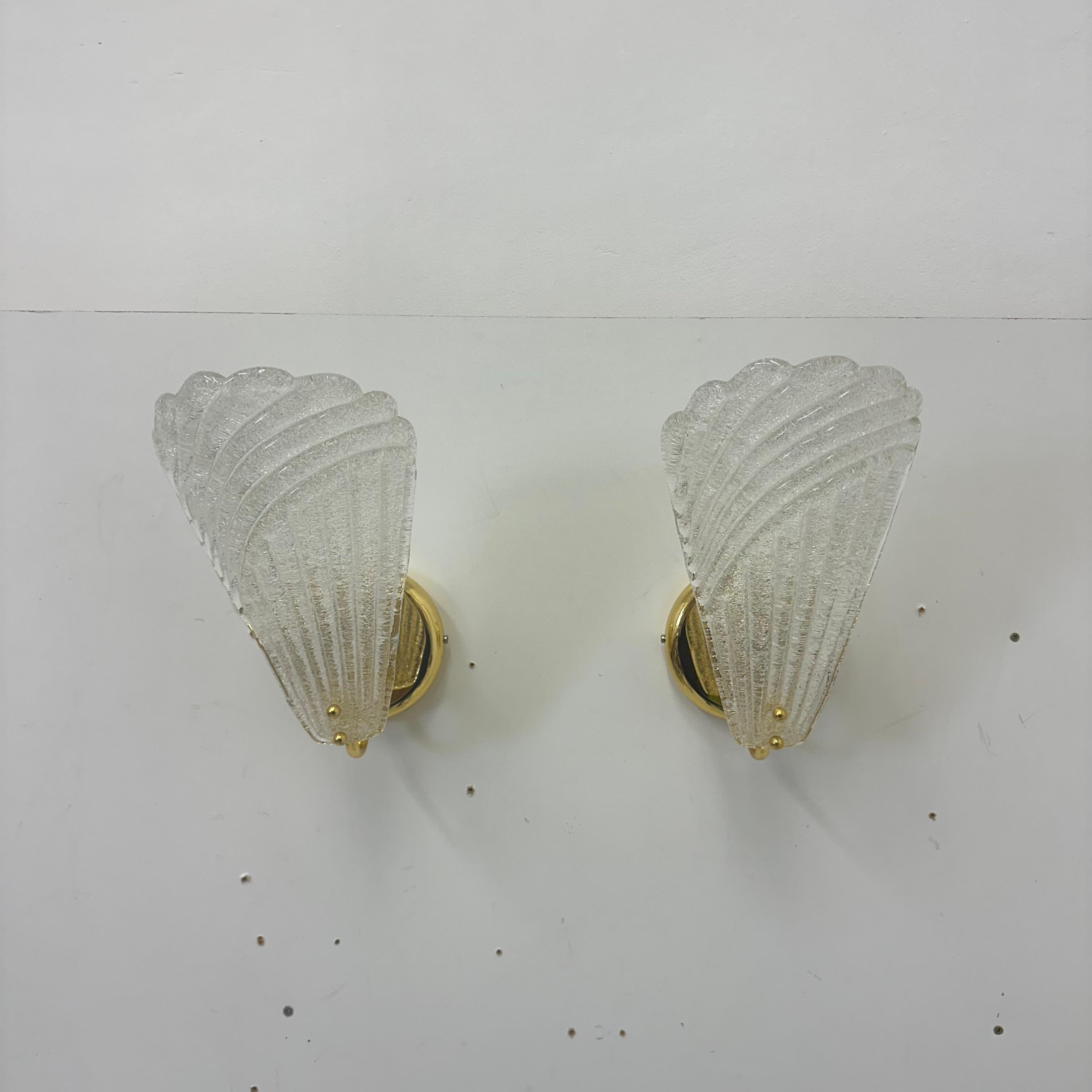 Ensemble de 2 lampes murales en verre de Murano , 1970 Italie en vente 6
