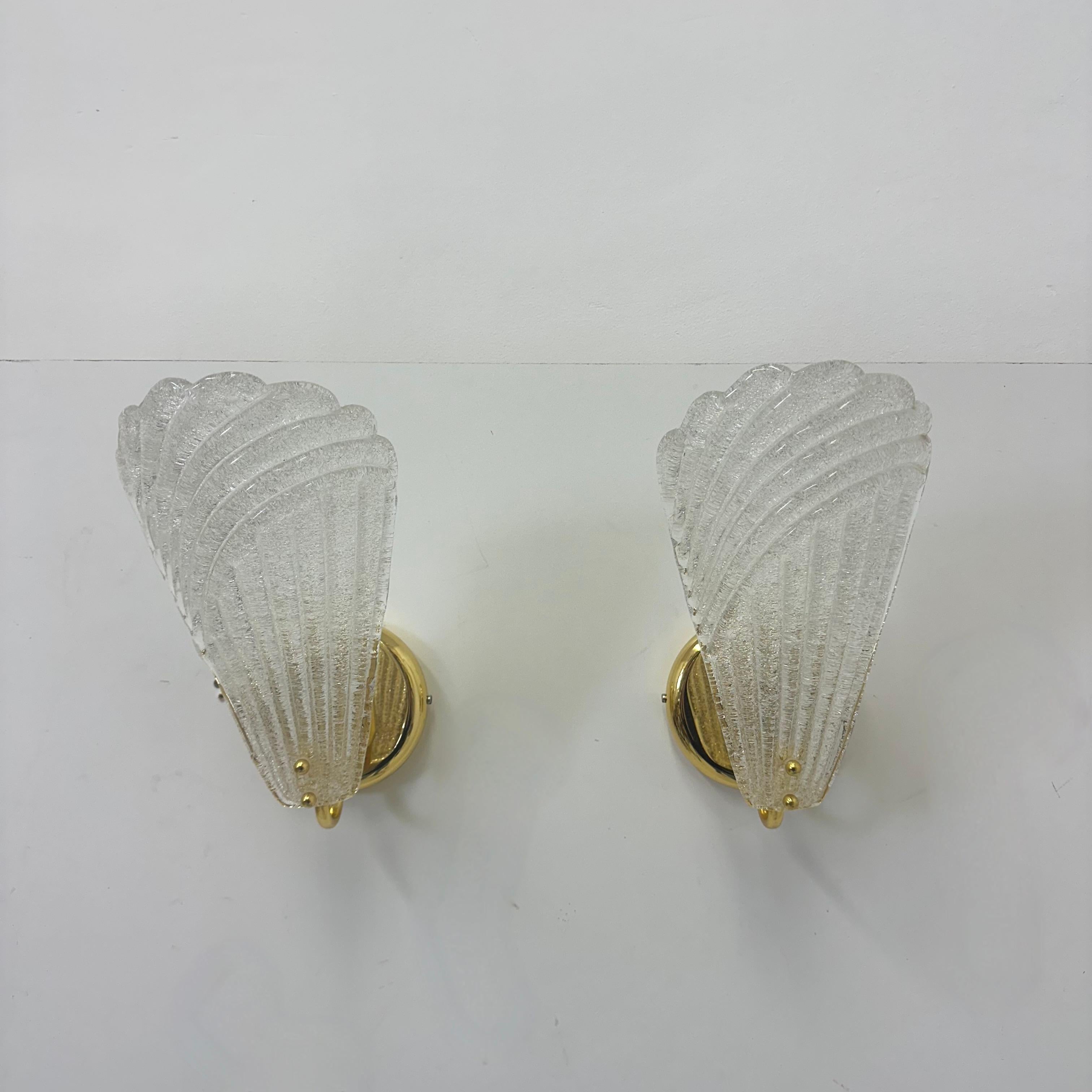 Ensemble de 2 lampes murales en verre de Murano , 1970 Italie en vente 7