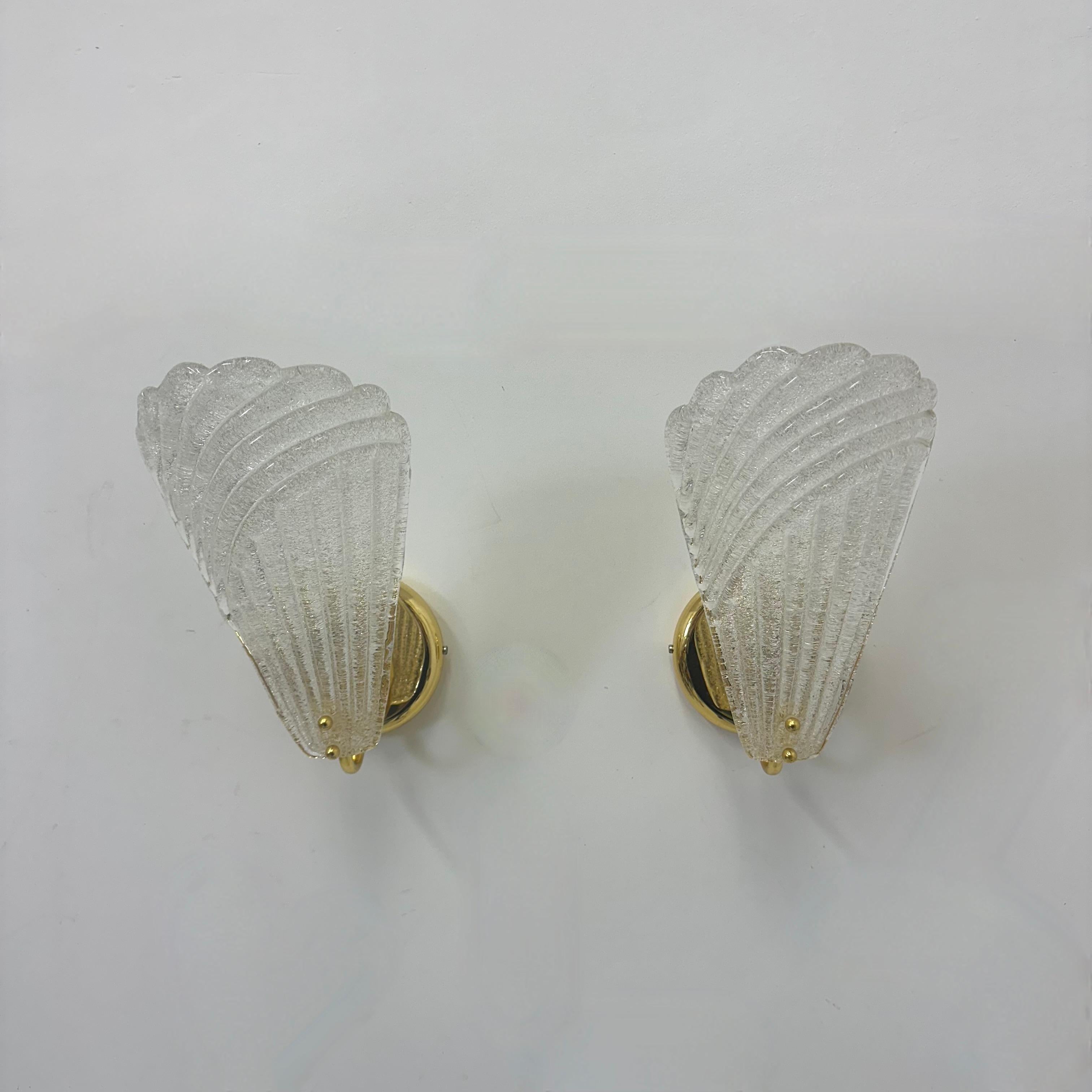 Ensemble de 2 lampes murales en verre de Murano , 1970 Italie en vente 8