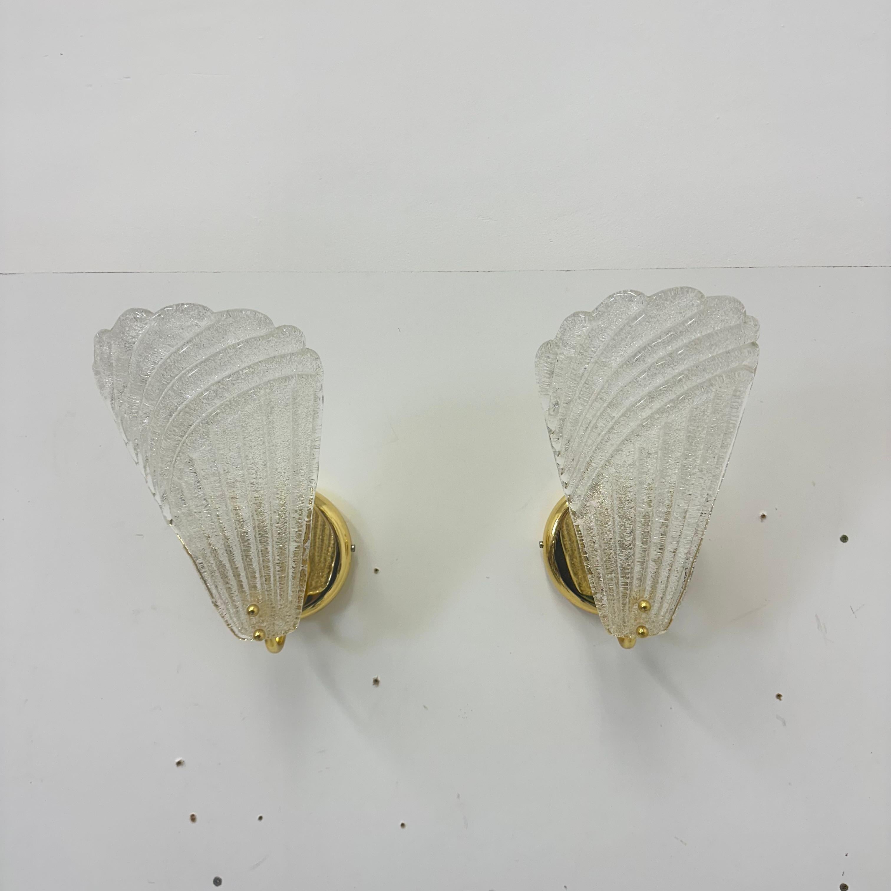 Ensemble de 2 lampes murales en verre de Murano , 1970 Italie en vente 9