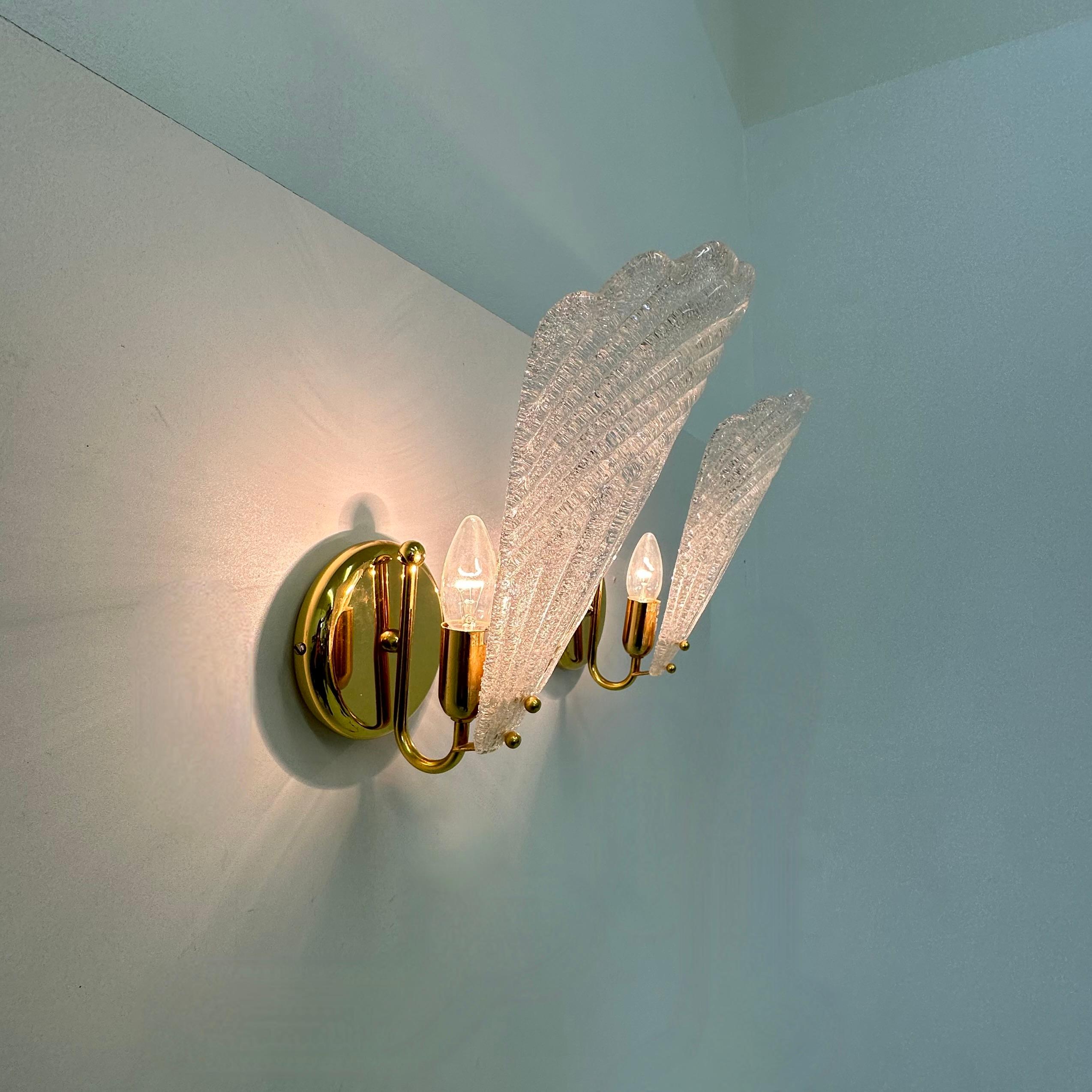 Ensemble de 2 lampes murales en verre de Murano , 1970 Italie Bon état - En vente à Delft, NL