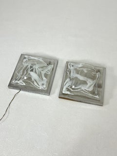 Set of 2 Murano Glass Wall Lamps Attributed To Toni Zuccheri For Mazzega, 1960s