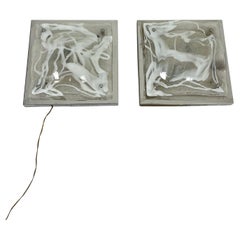 Set of 2 Murano Glass Wall Lamps Attributed To Toni Zuccheri For Mazzega, 1960s
